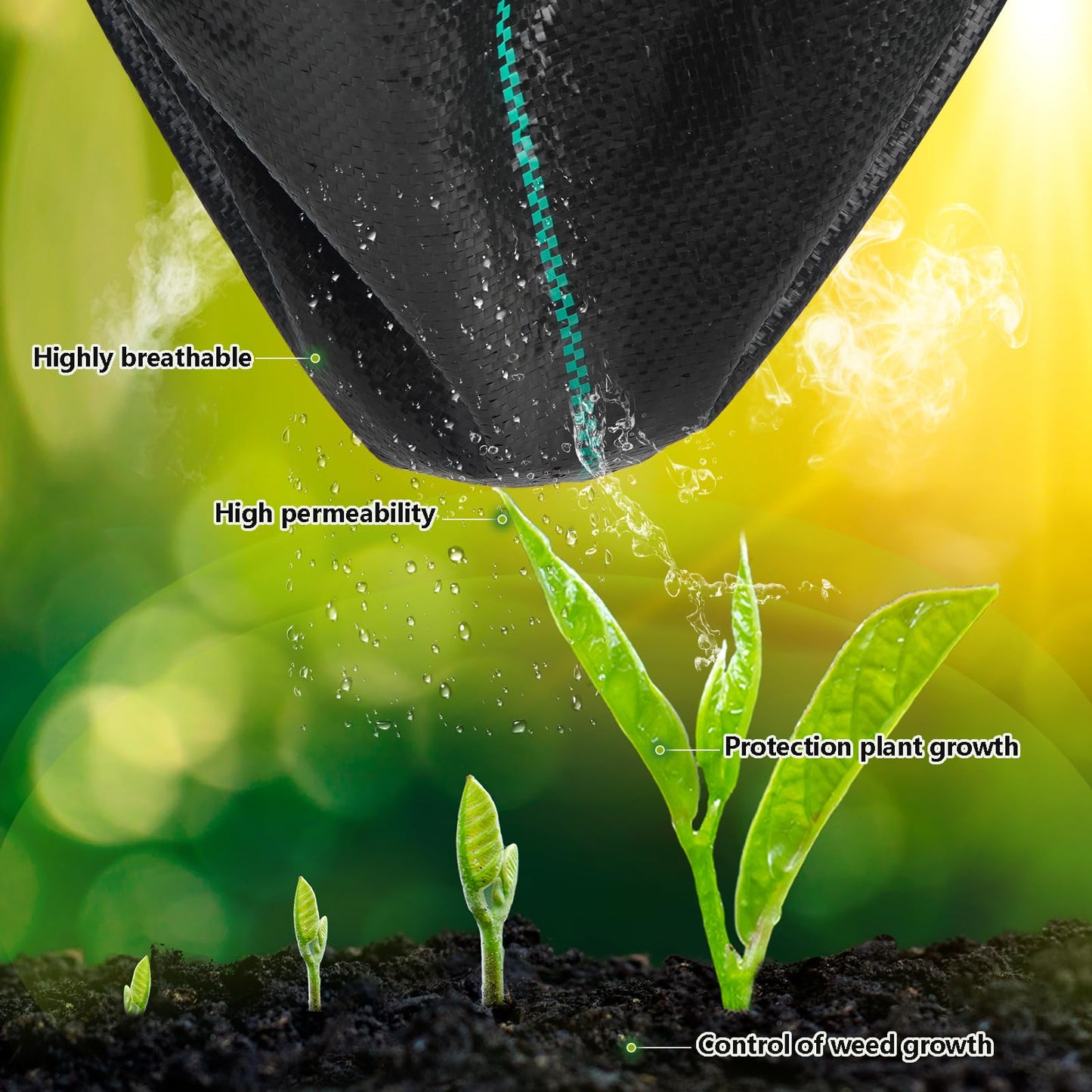 Flysogan 6ft×100ft Garden Weed Barrier Fabric Heavy Duty Landscape Fabric with Superior Permeability Easy Set up Weed Control Ground Cloth
