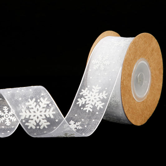 Christmas Ribbon, 1 Inch x 11yards White Snowflake Ribbon Christmas Ribbon for Crafts Making Gift Wrapping Winter Holiday Xmas Decor