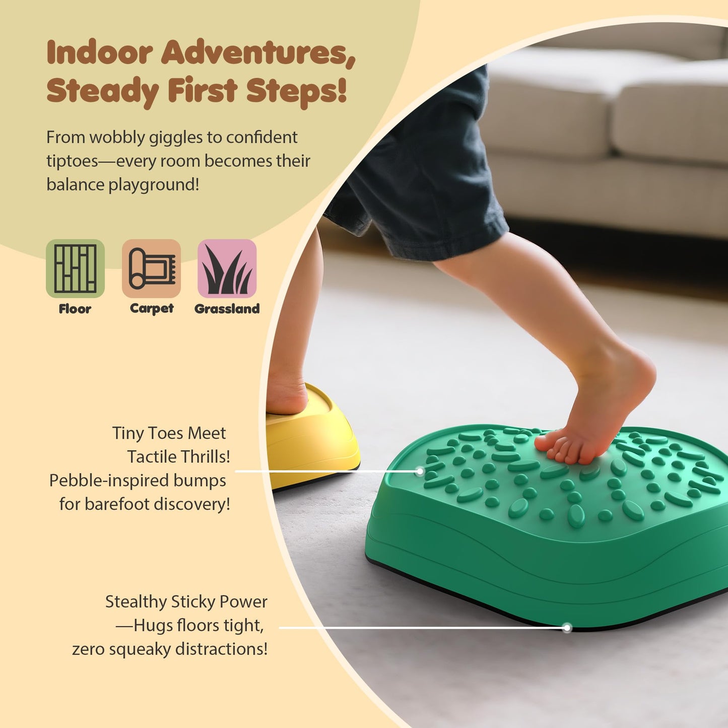 Stepping Stones, 5pcs Non-Slip Stepping Stone, Sensory Stepping Stones for Coordination Skills & Promoting Balance, Balance Outdoor Indoor