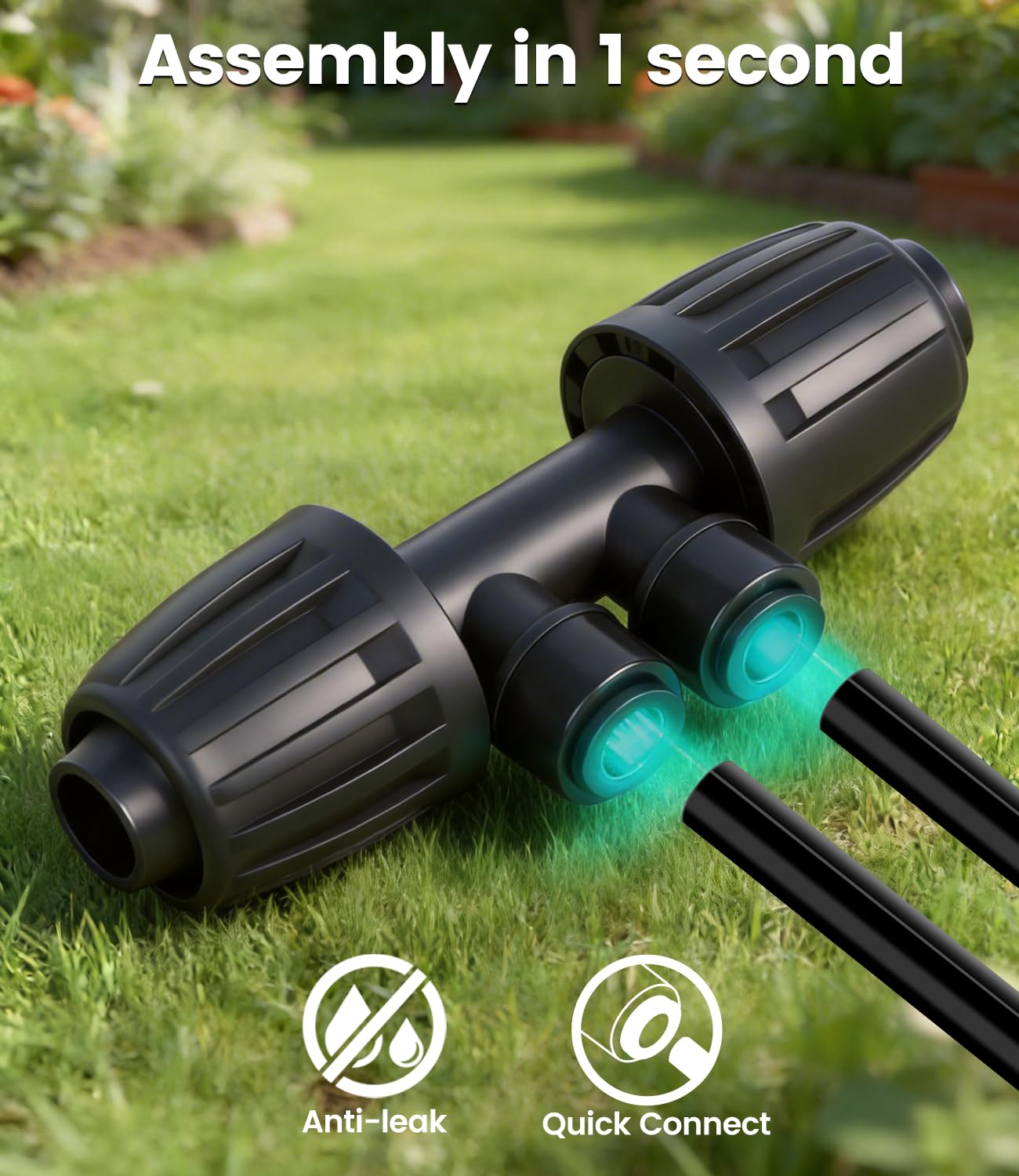 132FT Drip Irrigation Tubing Kit with 1/2 inch Drip Irrigation Tubing, 1/4 inch Irrigation Dripline, and Irrigation Parts for Garden, Raised Beds, and Greenhouse Watering