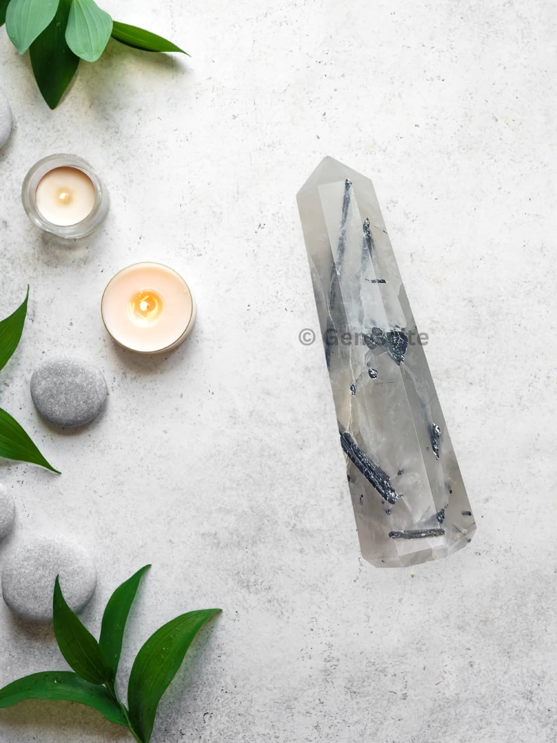 WholesaleGemShop 3 Inch (70 mm) Gemstones Black Rutile Obelisk Tower Jumbo Facet Aura Rock Crystal Natural Polished Earth Wand Spirit