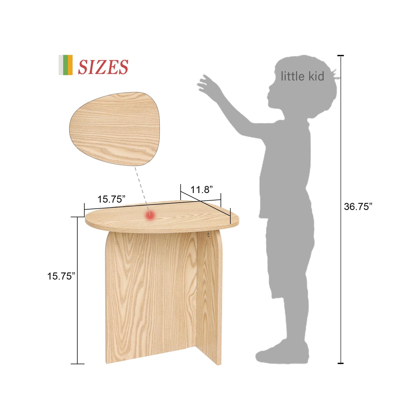 AWASEN Small Side Table, Mini End Table Living Room, Modern Accent Table with Unique Tabletop, Short Bedside Table for Small Spaces, Natural