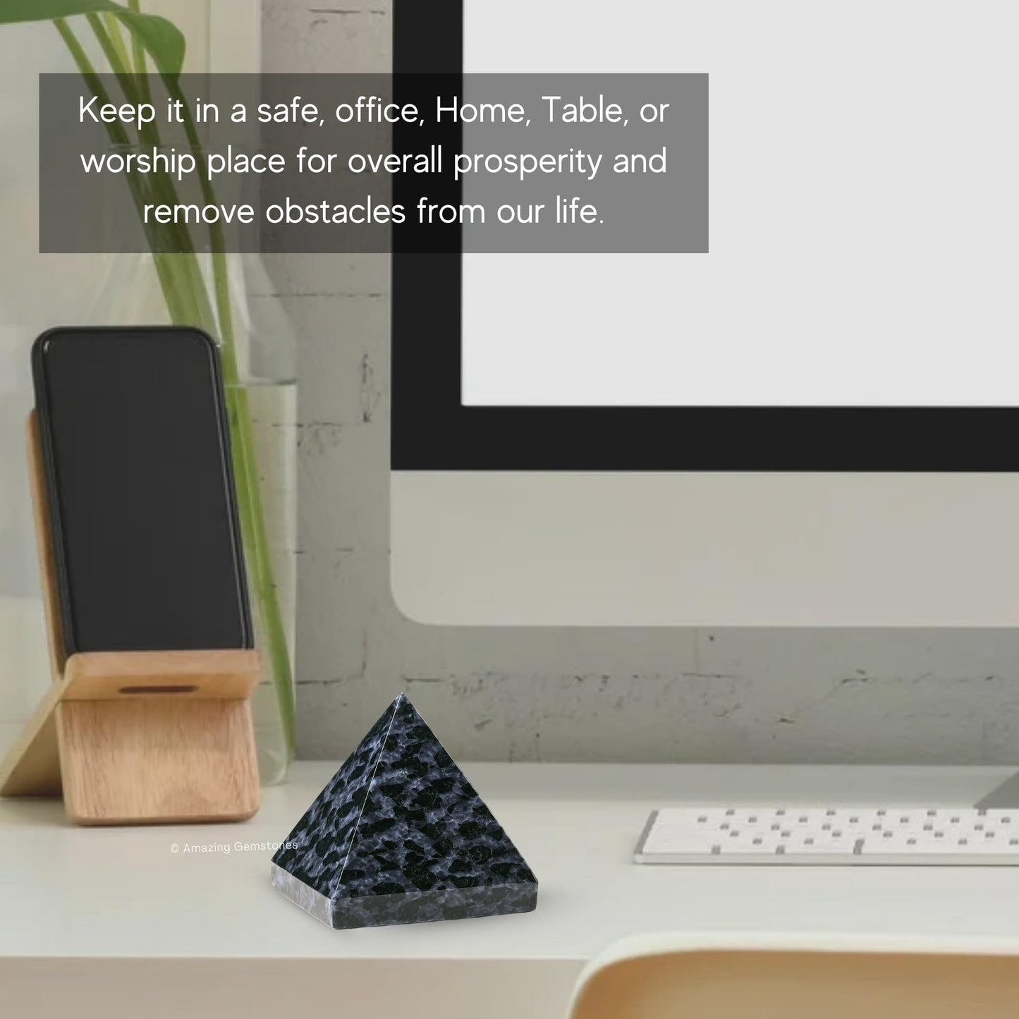 Amazing Gemstone Indigo Gabbro Pyramid Crystal Healing Stones - 2" Great Pyramid Figurine of Natural Stone Pyramid for Meditation, Reiki, Chakra Balancing and Crystal Pyramids Grid