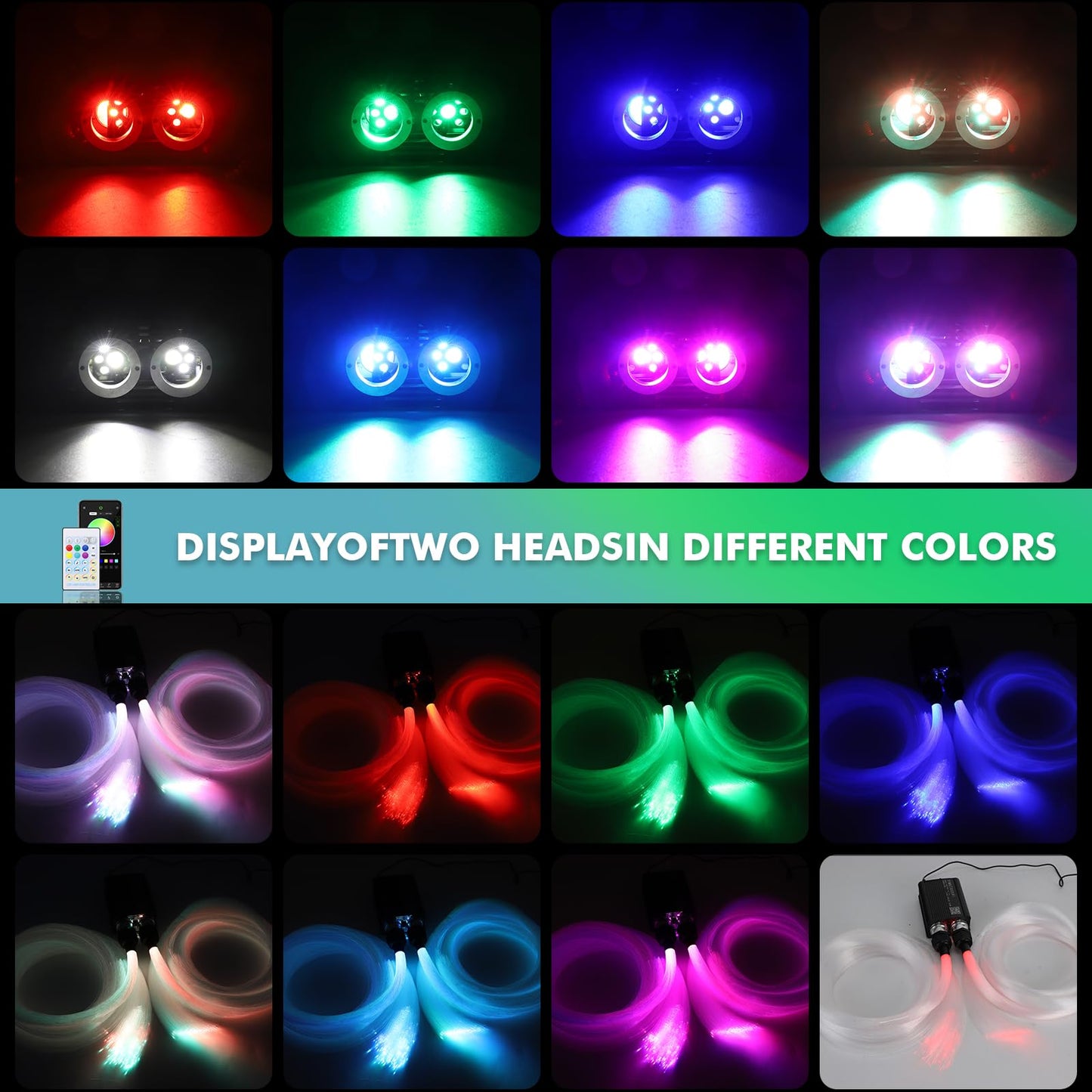 Twinkle Headliner Star Light Kit, 1000Pcs*0.03in*9.8ft Ceiling Fiber Optic Lights APP/Remote Control Star Effect Music Mode RGBW Sound Activated for Car Roof Home Ceiling