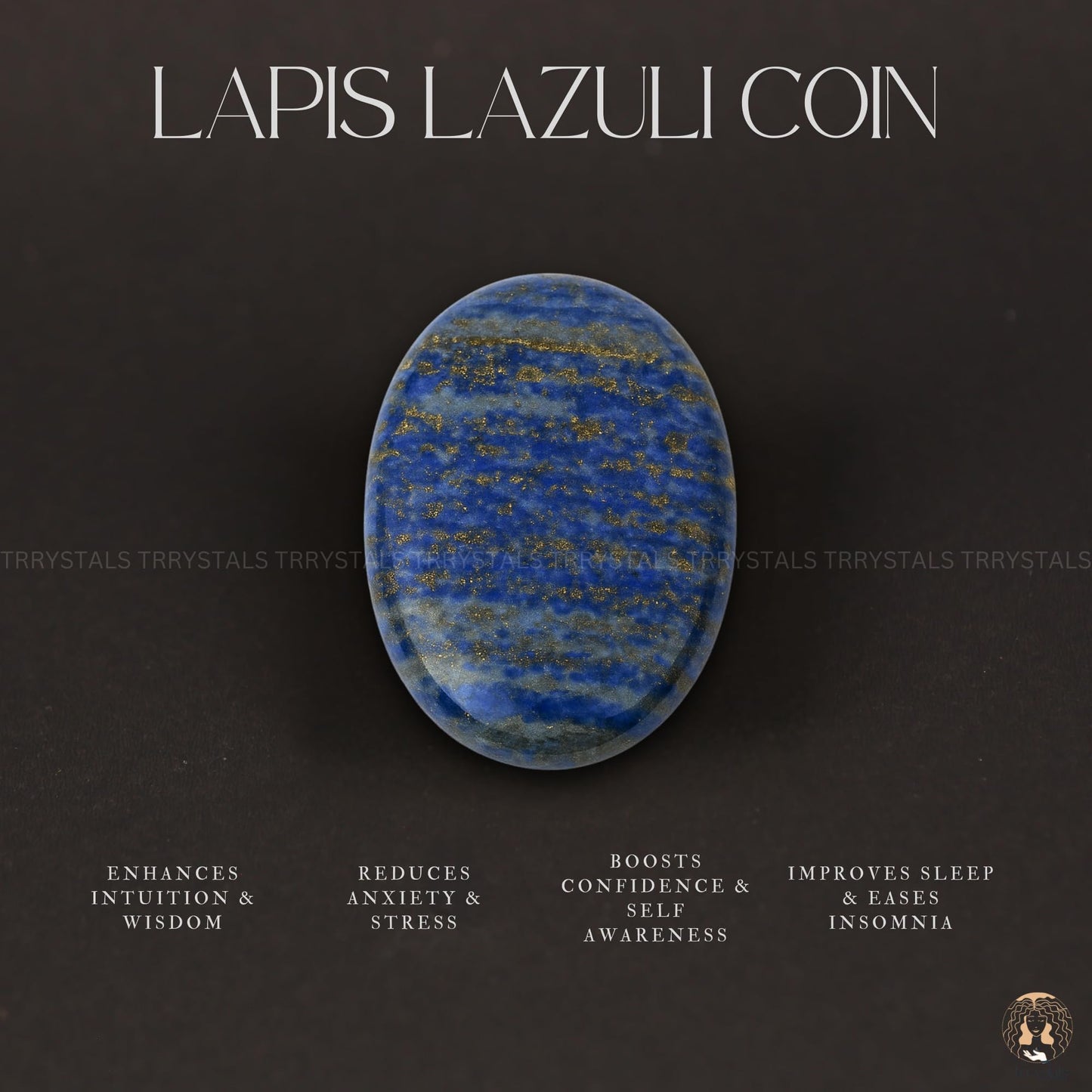TRRYSTALS Natural Lapis Lazuli Zibu Coin | Gemstone Spiritual Symbol Token for Good Luck | Oval Shaped coin for Positive Energy, Meditation, Home & Office Décor, Thoughtful Gifting