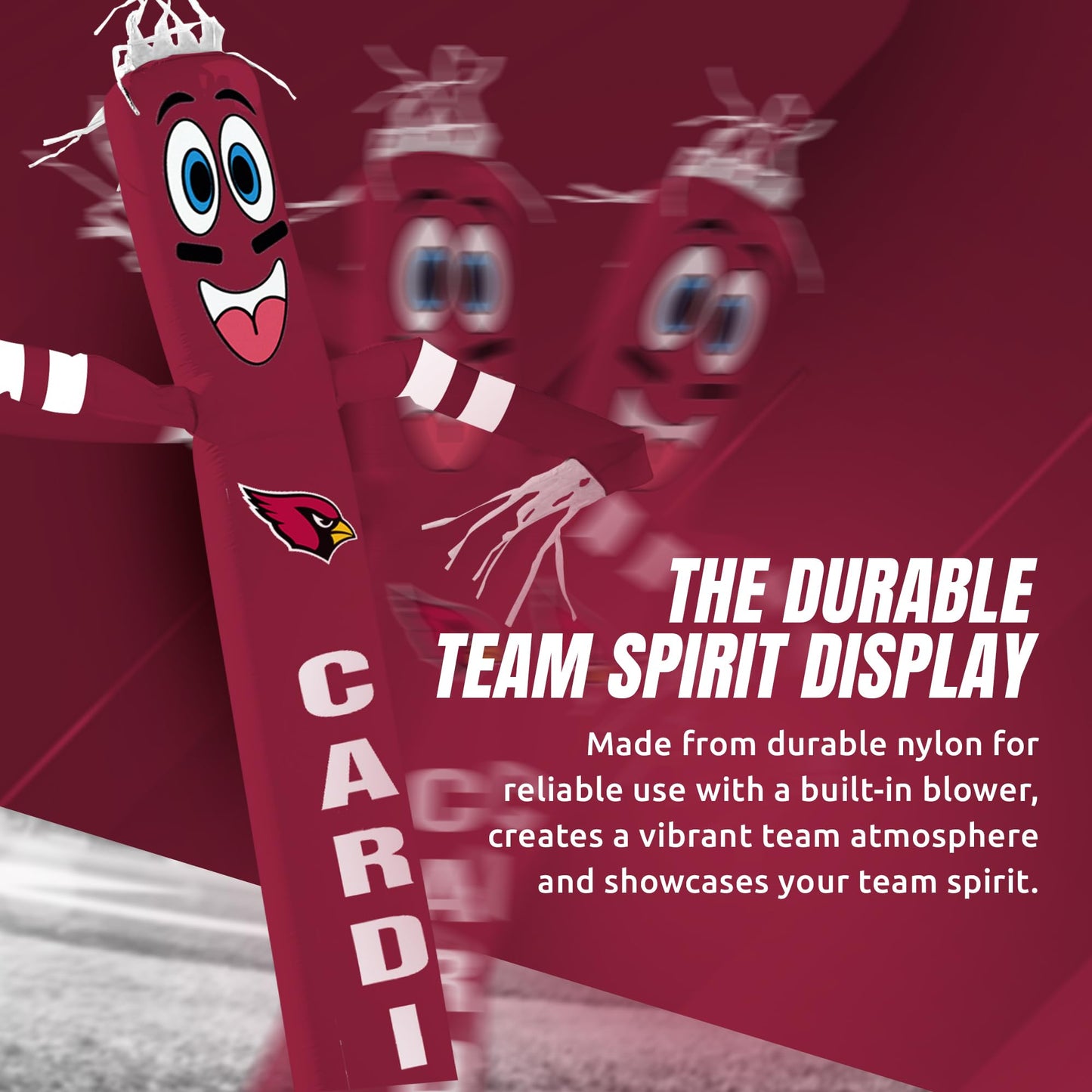 Sporticulture NFL Football Arizona Cardinals Wacky Waving Inflatable Tube Guy with LED Lights & Built-in Blower Air Wacky Dancers NFL Inflatable Tube Man Crazy Sports Fan Outdoor Party Decoration