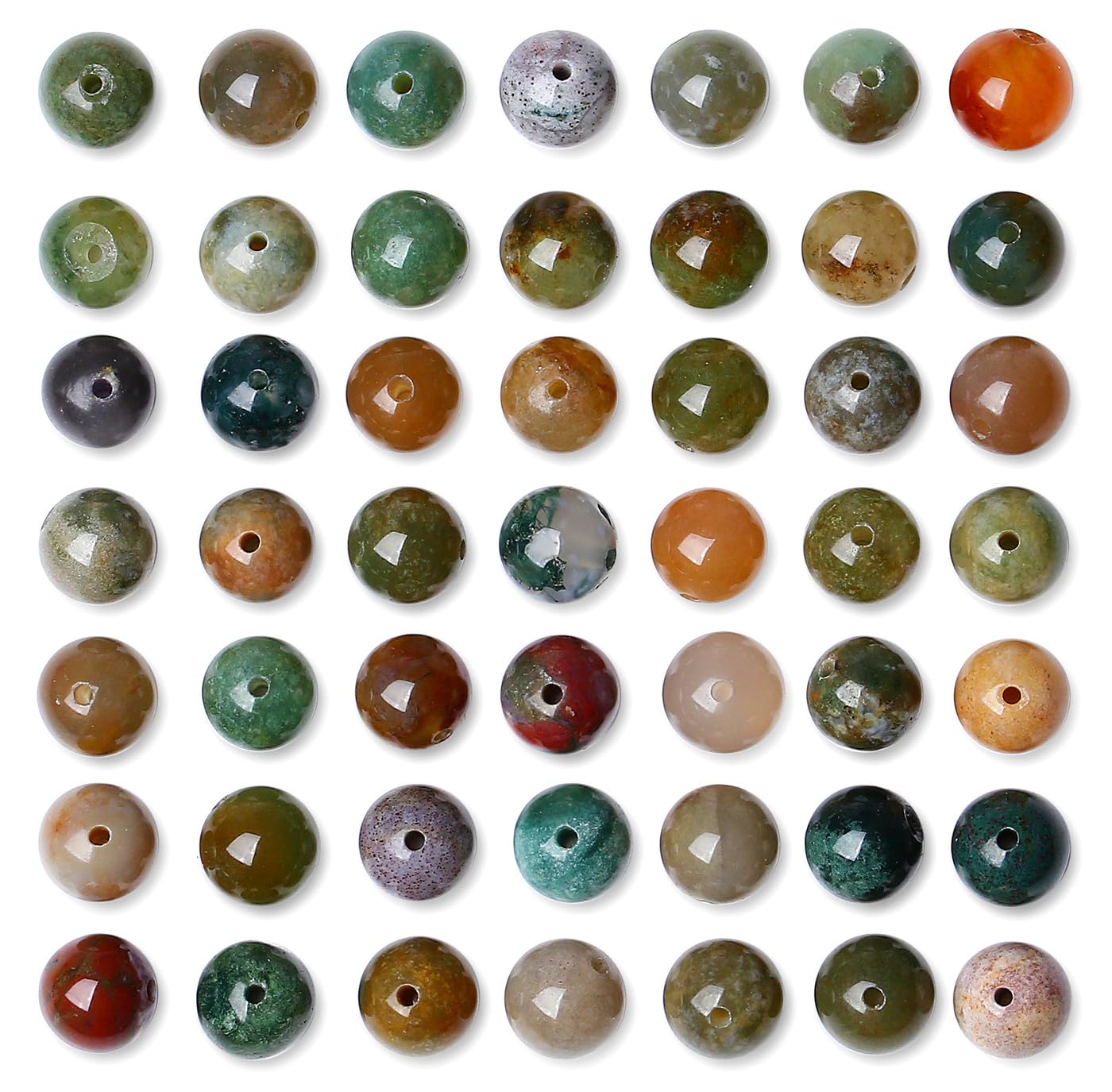 QINJIEJIE 100PCS India Agate Beads 8mm Natural Stone Beads Round Loose Gemstone Bead for Bracelet Beading Crystal Jewelry Making DIY Necklace Earrings 0.32"