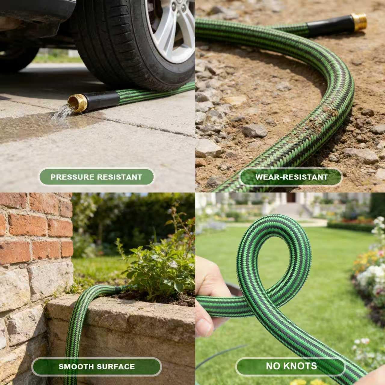 Torioweg Garden Hose 50 FT-Triple-layer pipe, Heavy Duty Water Hose with solid Aluminum Fittings, Ultra-Lightweight and Flexible, Abrasion-Resistant, Rust-Resistant,Watering and Cleaning for Outdoor