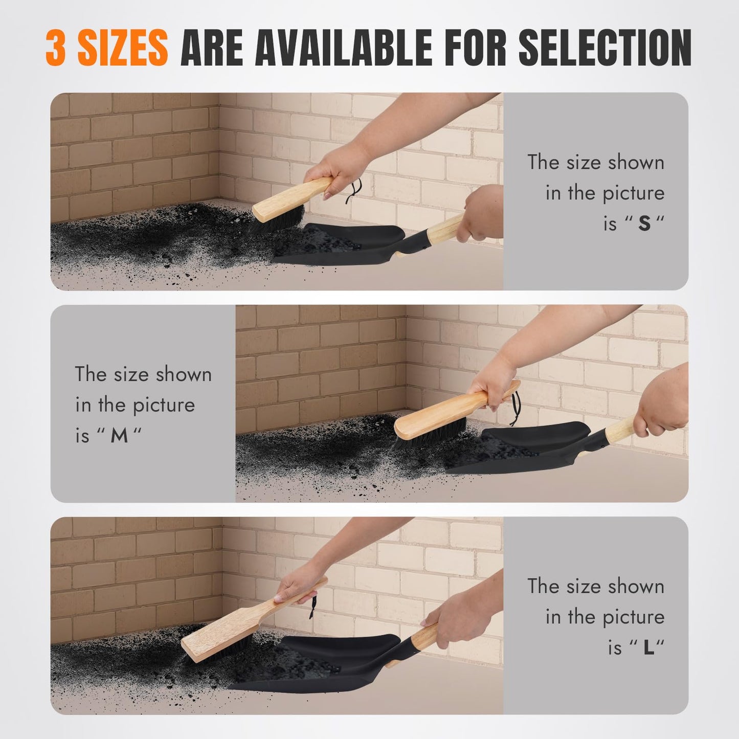 INNO STAGE Ash Shovel and Brush Set - Fireplace Tools Set Hearth Indoor Outdoor Modern Firepit Coal Shovel and Brush Kit Cleaning Tool Rust Resistant (7.3 * 16.7inch)