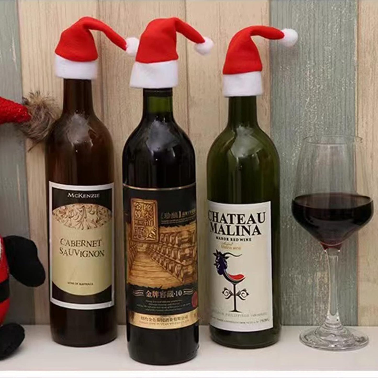 Tort-Mangou 30 Pcs Mini Santa Hats for Christmas Party, Table Dinner Decorations, Wine Bottle Covers and Silverware Holders - 2.36 x 4.72 Inch