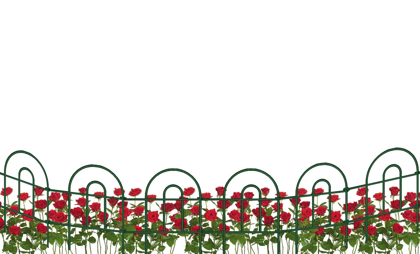 2 Pack 18 Inch x 8 Feet,Overall Length 16 Feet Green Garden Border Folding Fence Lawn Yard Fence, Total 12 Panels Decorative Fence