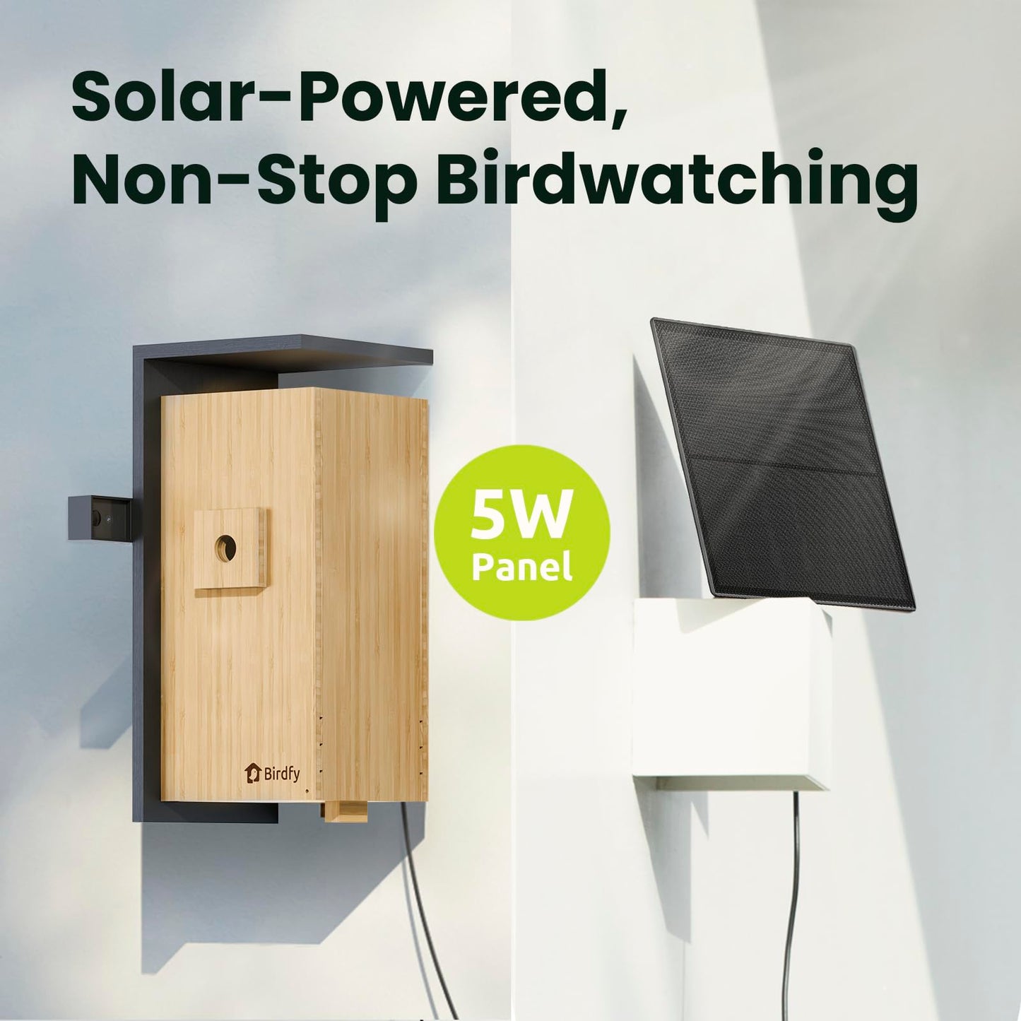 Birdfy Smart Bird House with Cameras 2025 New Version,1080P Dual-Cam, Remote Control,Solar Powered, AI Identify, Wireless Outdoor Watch Bluebird Cardinal Nesting Story in Realtime, DIY Gift (Bamboo)