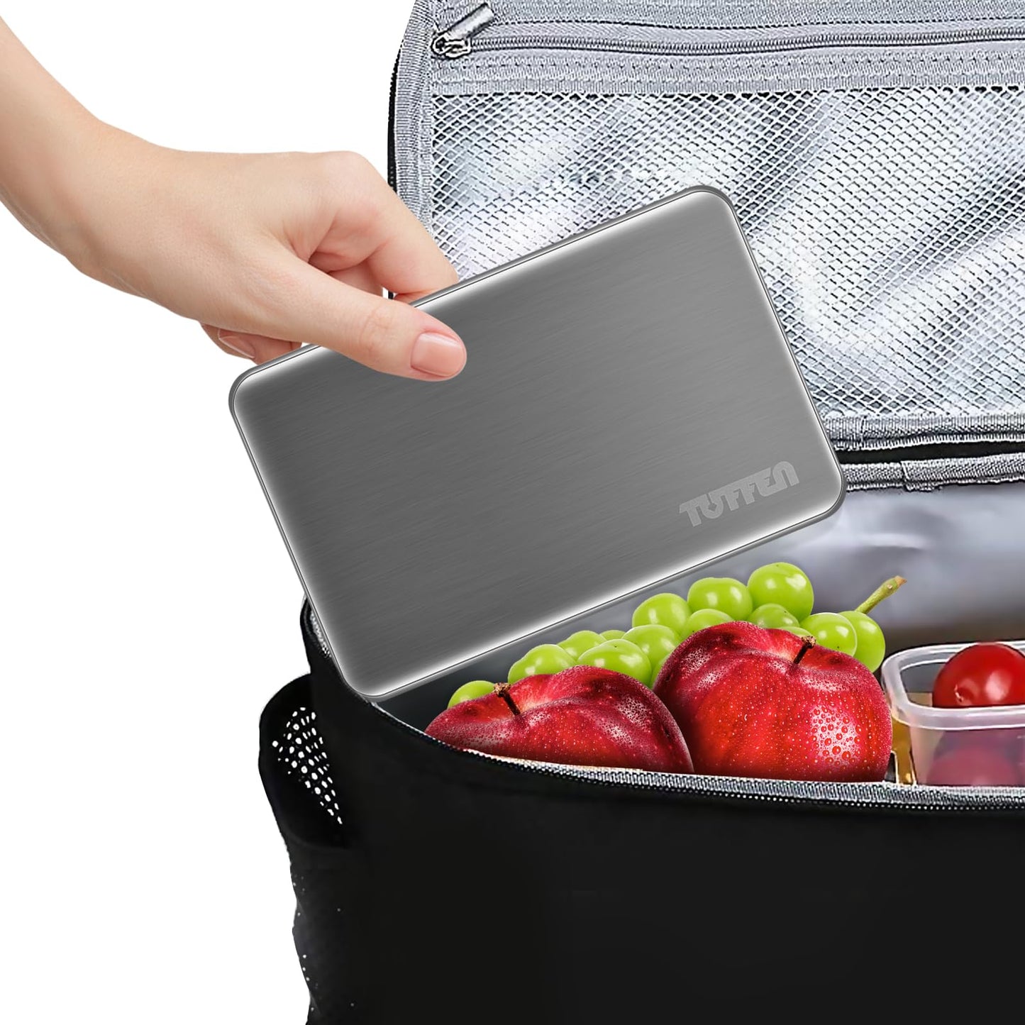 Tuffen Ice Packs for Lunch Boxes, Stainless Steel Cooling Pack for Cooler, Quick Freeze Long-Lasting Reusable Ice Pack, Multi Use Cooler Accessories for Hiking, Camping and Fishing(2 Packs)