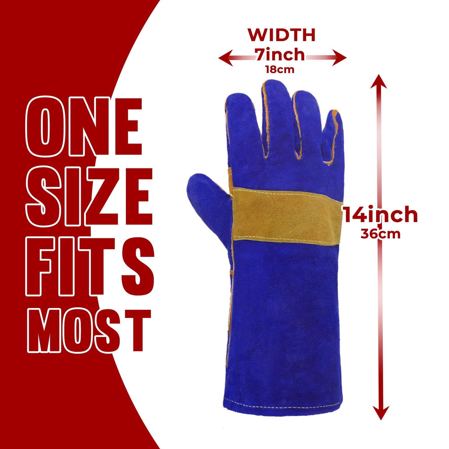 HANDLANDY Animal Handling Gloves, 14 Inches Bite-Proof, Scratch-Resistant, Pet Gloves for Dogs, Cats, Falconry, Gardening (Blue)