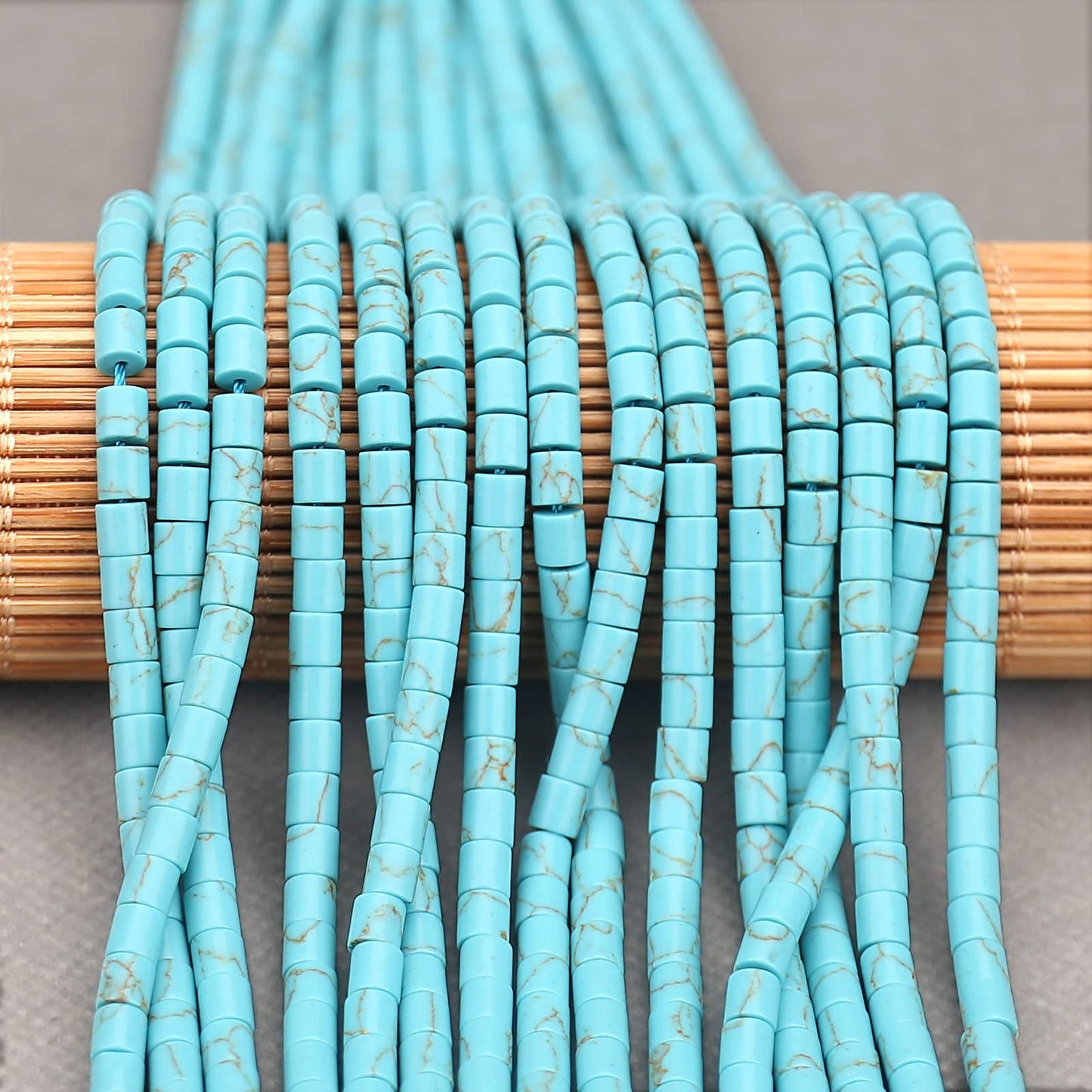 Natural Blue Turquoise Spacer Beads, Loose Semi Precious Flat Round Gemstone Heishi Disc Stone Beads for Beading Jewelry Making 4mm*4mm 38cm
