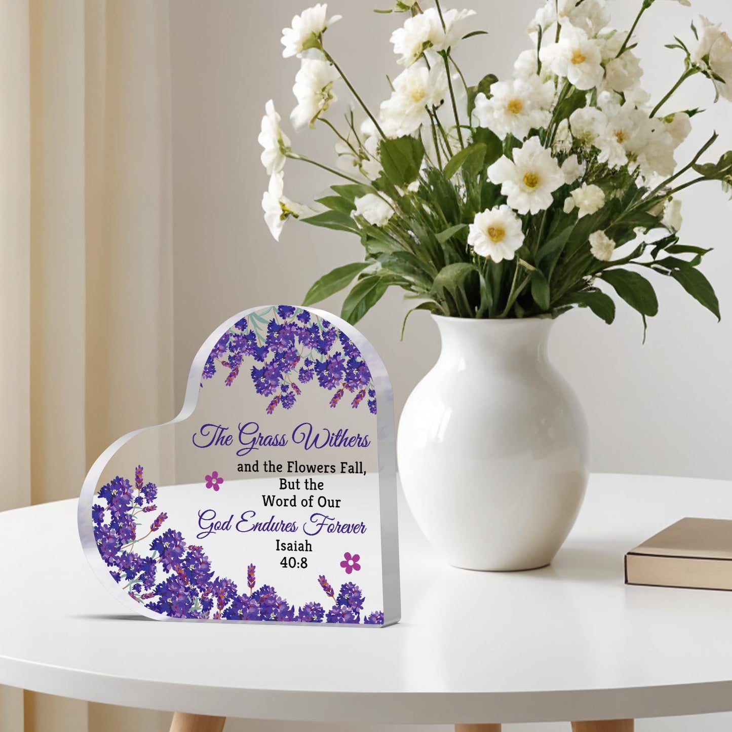 Christian Inspirational Gifts for Women Acrylic Heart Plaque Christian Bible Verse Gift Religious Gifts for Friend Scripture Gift Christmas Birthday Graduation Presents for Girls Desk Decorative Sign