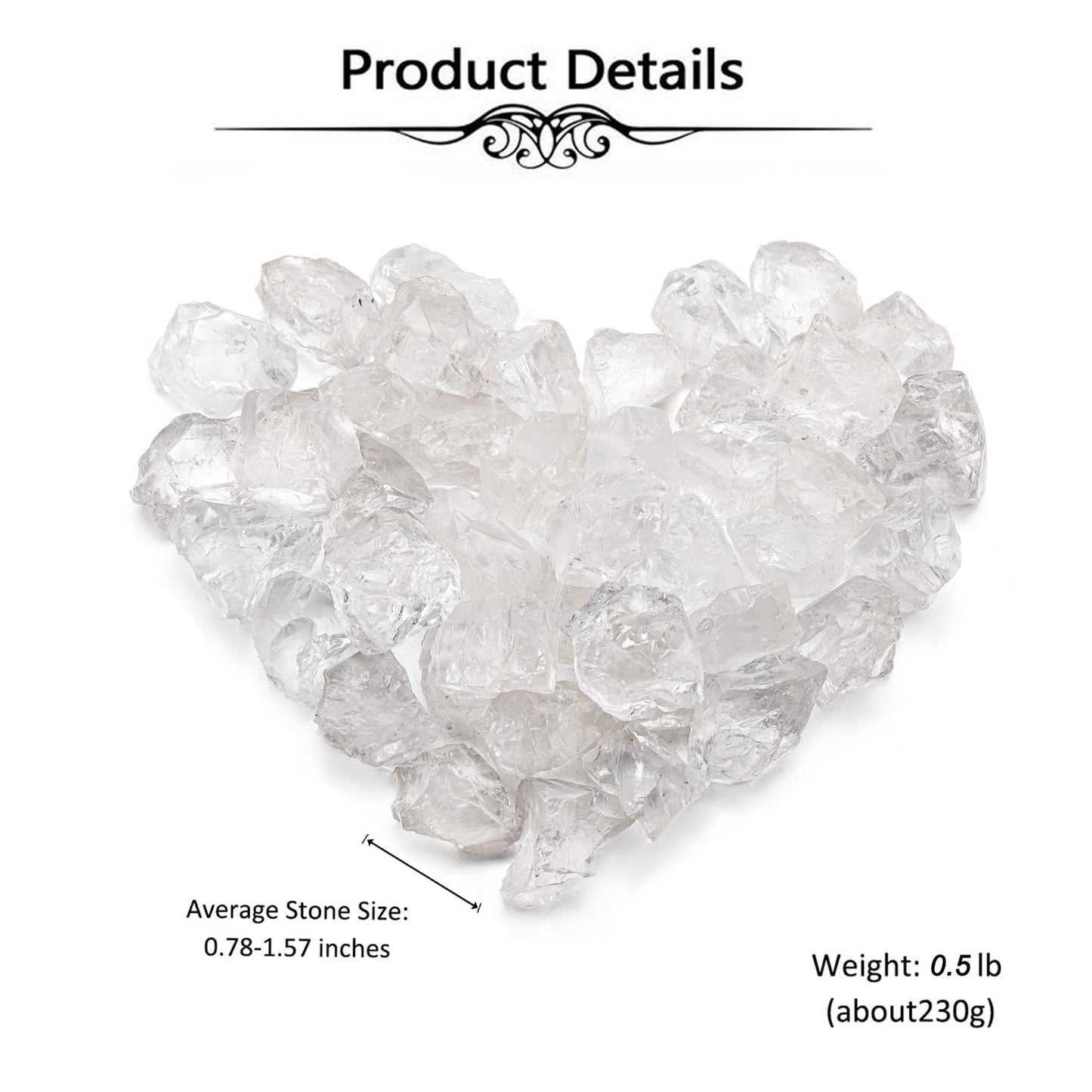 Top Plaza Bulk Clear Quartz Healing Crystals Rough Stones - Large 1" Natural Raw Stones Crystal for Reiki Healing, Wicca, witchcraft, Tumbling, Cabbing, Fountain Rocks, Decoration, Polishing 0.5lb