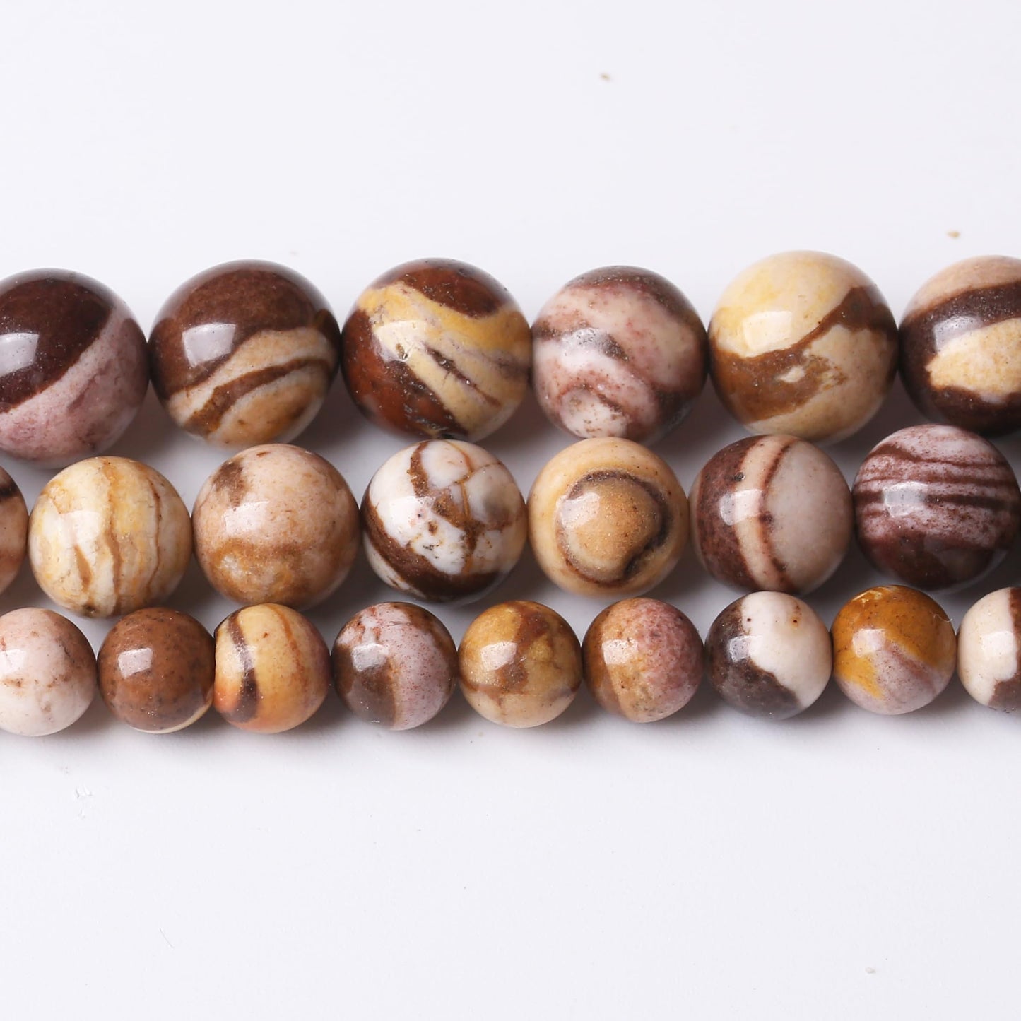 60PCS 6MM Natural Brown Zebra Round Loose Stone Beads for Jewelry Making DIY Energy Stone Healing Power Bracelet 15"