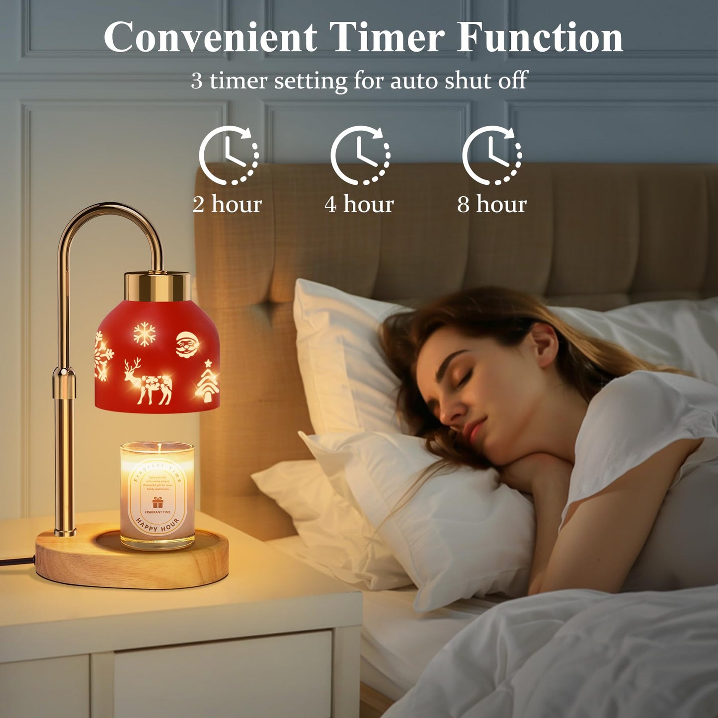 Lukasa, Christmas Candle Warmer Lamp, with Timer and Dimmer, Adjustable Height Candle Lamp, Wax Melt Warmer for Scented Jar Candles, for Women Mom Girls Teens Adults