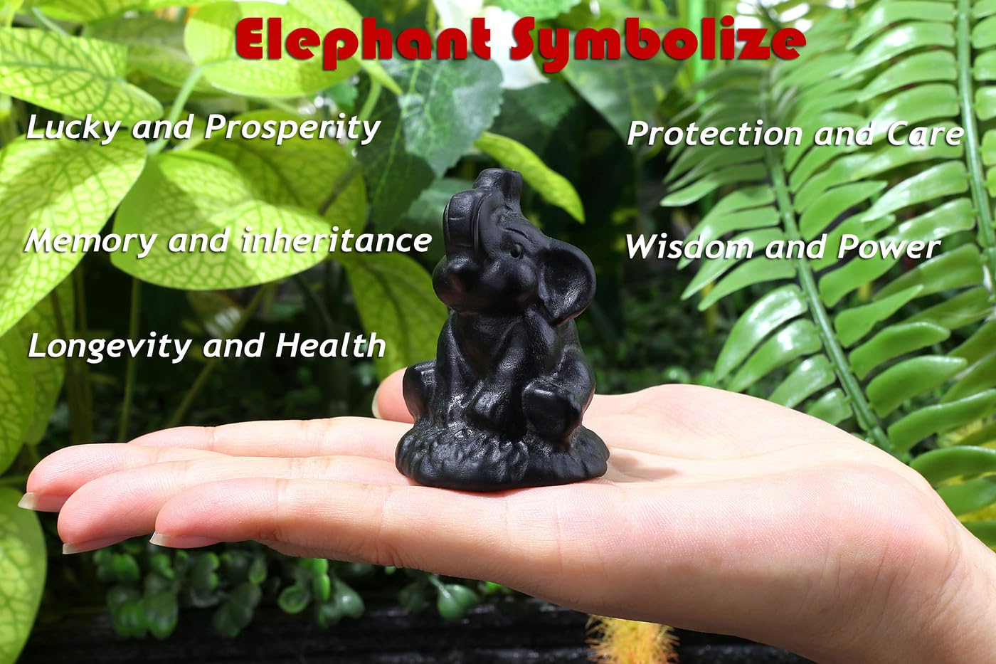 ZHIYUXI 2.2" Crystal Elephant Statue Decor Black Lucky Cute Elephants Figurine Matte Obsidian Crystals Figurine Spiritual Gifts for Women Small Sculpture for Home Office Desk Room Decoration