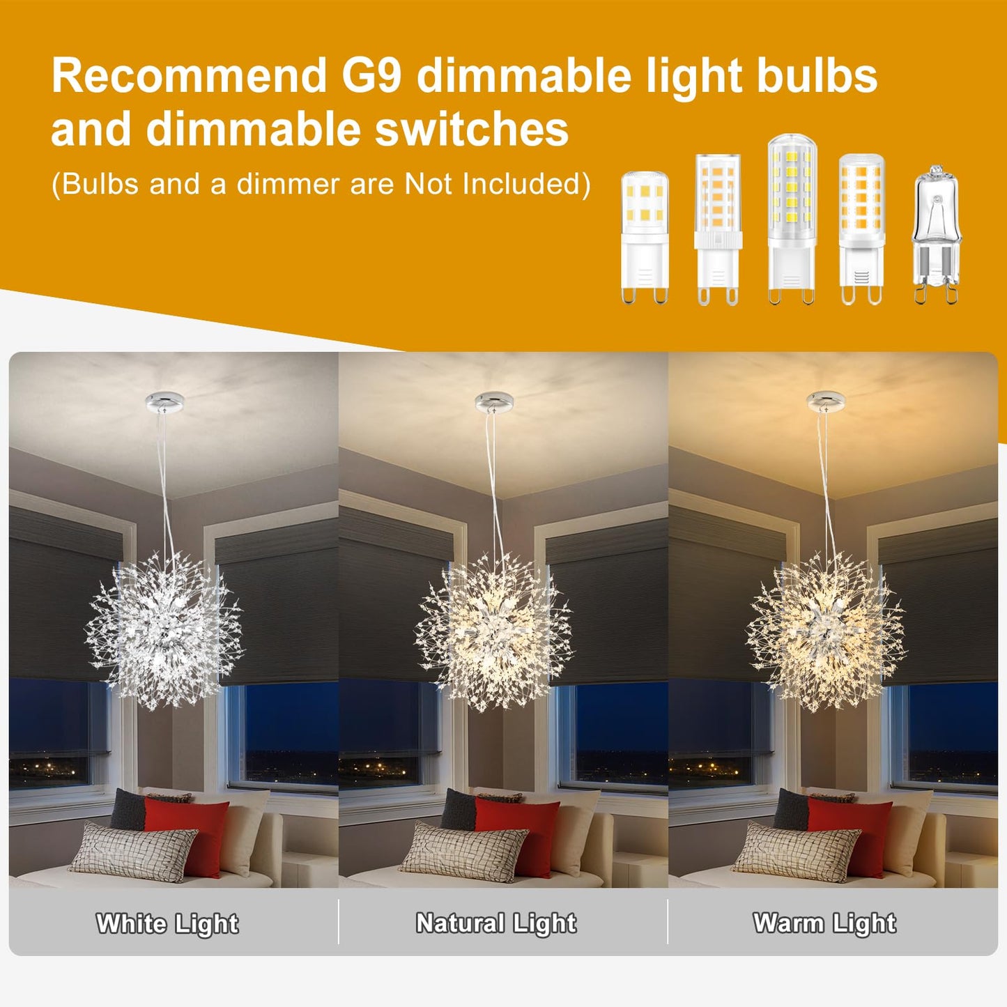 Yiisem Modern Crystal Chandeliers, 12-Light Chrome Dandelion Firework Pendant Lighting, Chandelier Light Fixtures for Dining Room Bedroom Living Room Kitchen Aisle Hallway Entryway