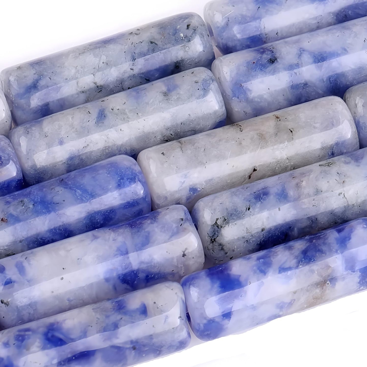 HAAMIIQII Natural Blue Sodalite Tube Beads 13x4mm Column Stone Cylinder Gemstone Loose Beads for Jewelry Making Strand 15 Inch (28-29pcs)