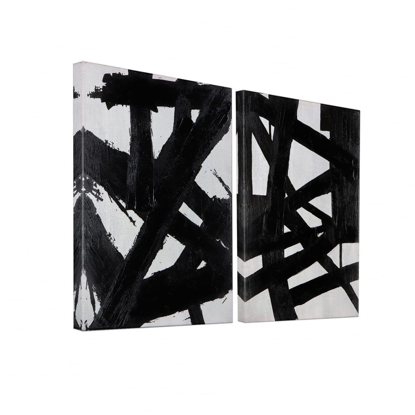 Zessonic Black And White Abstract Wall Art - Black Painting Stroke Graffiti Artwork for Living Room, Bedroom, Office Decor,12" x 16" x 2