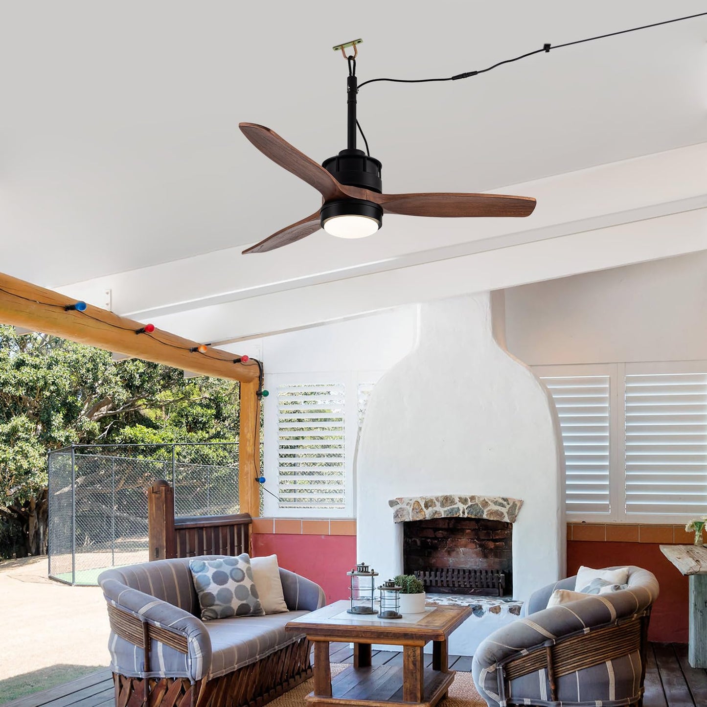 Vernal Life 42“ Gazebo Fans Outdoor Hanging for Pergola Patios Waterproof with Remote Control, DC Motor w 6-Speeds, Walnut