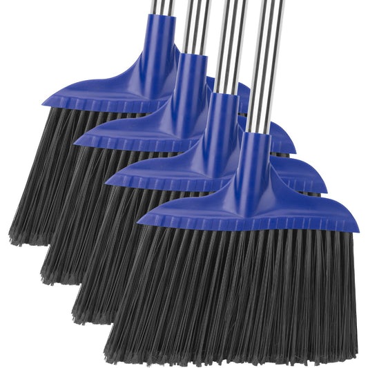 Kefanta 4 Pack Heavy Duty Broom Indoor/Outdoor Commercial Brooms Angle Broom 53 inches for Courtyard Garage Restaurant Lobby Patio Shop Home Kitchen Office Floor