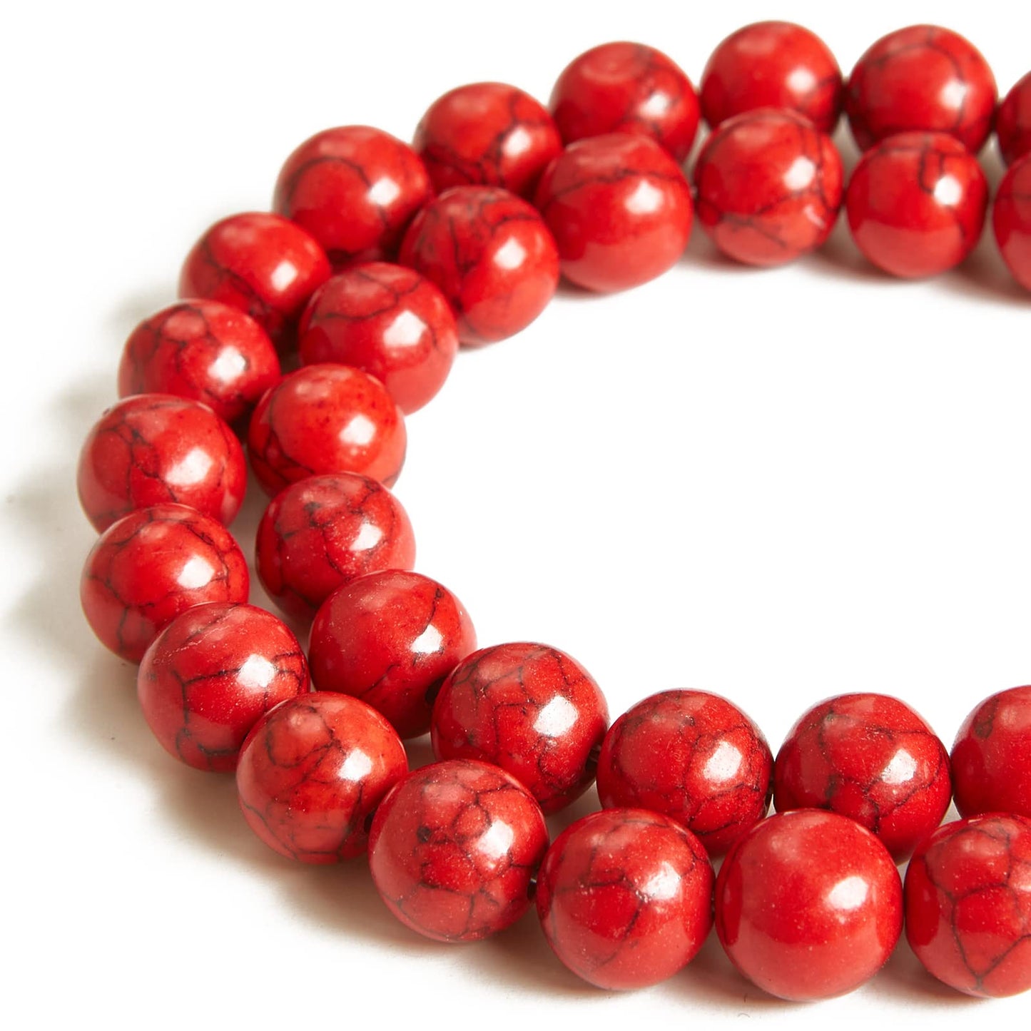 100pcs 6mm Red Turquoise Beads Natural Gemstone Beads Round Loose Beads for Jewelry Making