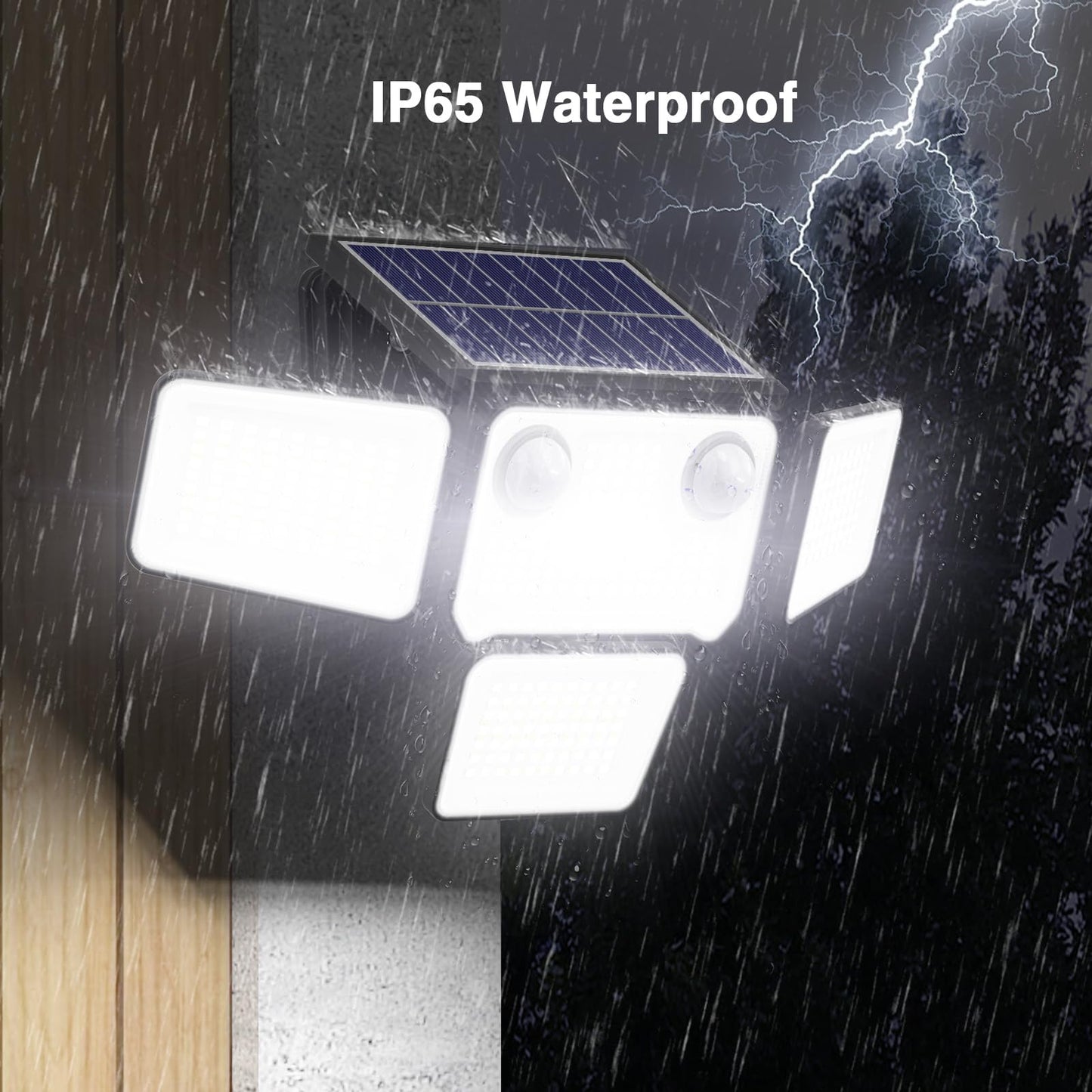 SZPOWER 4500LM Solar Lights Outdoor Waterproof, 254 LED Solar Flood Lights Outdoor with 2 Motion Sensor, 4 Heads Security Light with Remote Control for Yard Outside House Garage 2 Pack