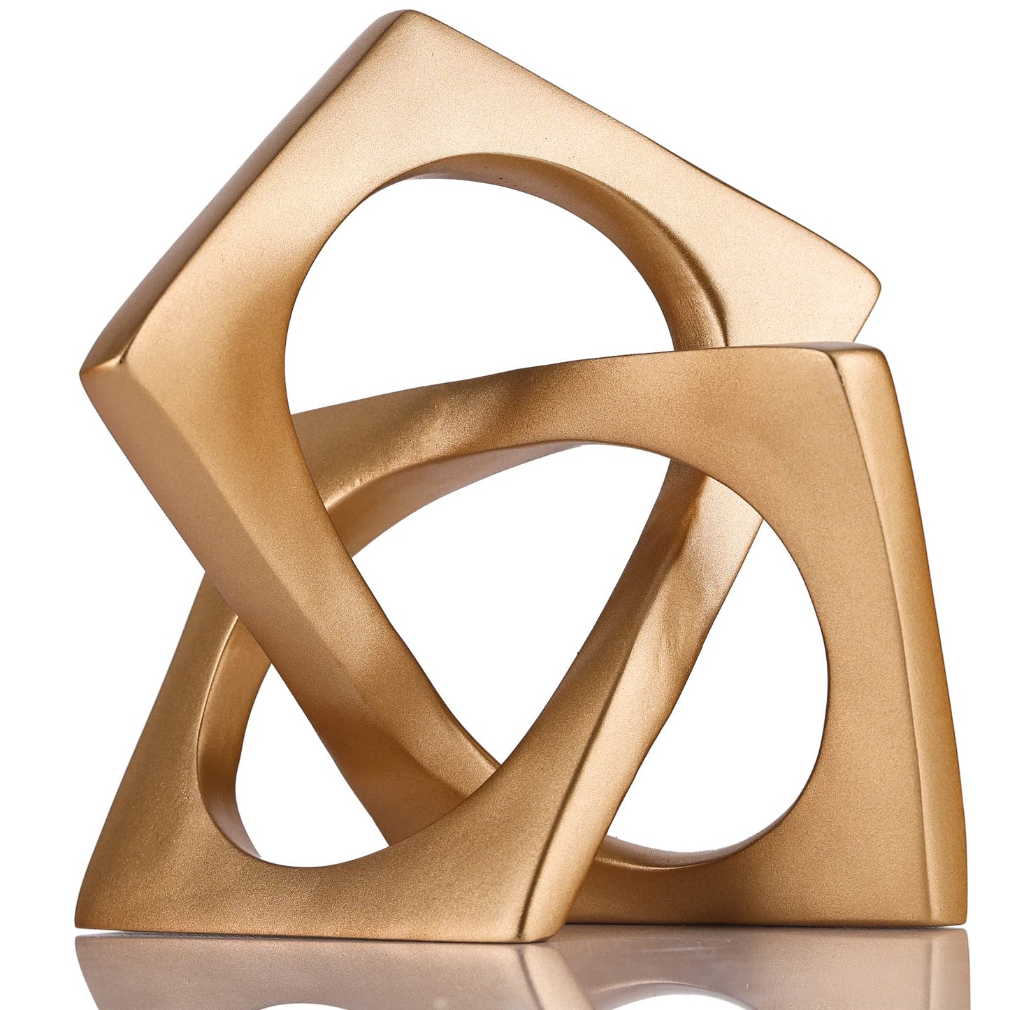 XMGZQ Gold Knot Statue for Coffee Table Centerpiece Decor,Modern Abstract Art Geometric Sculpture and Figurines, Home Decor Accent,Cube Knick Knacks for Shelves,Bookshelf,Entryway,Floating
