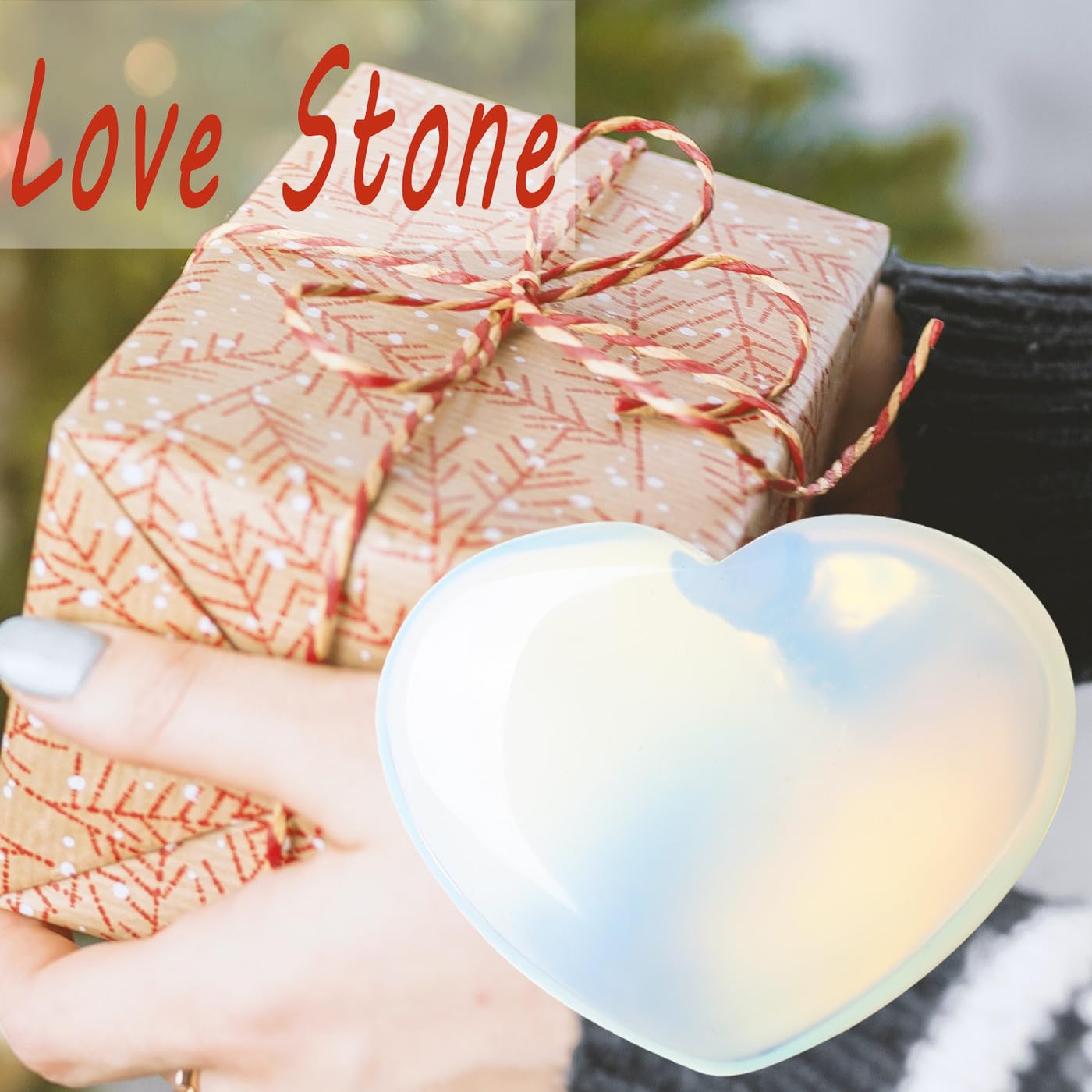 MAIBAOTA 45 mm Opalite Stones Heart Love Crystal Valentines Gifts for Herfriend Wife Opal Stone Reiki Crystal Gemstone Worry Stones for Anxiety