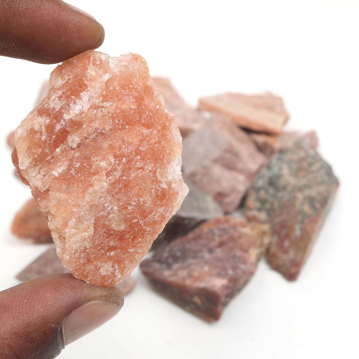 REAL-GEMS Natural Raw Healing Crystals Rough Stones for Tumbling, Cabbing, Polishing, Wire Wrapping, Wicca & Reiki Crystal Healing, Mix Gemstones,7 Chakra (Pink Jade)