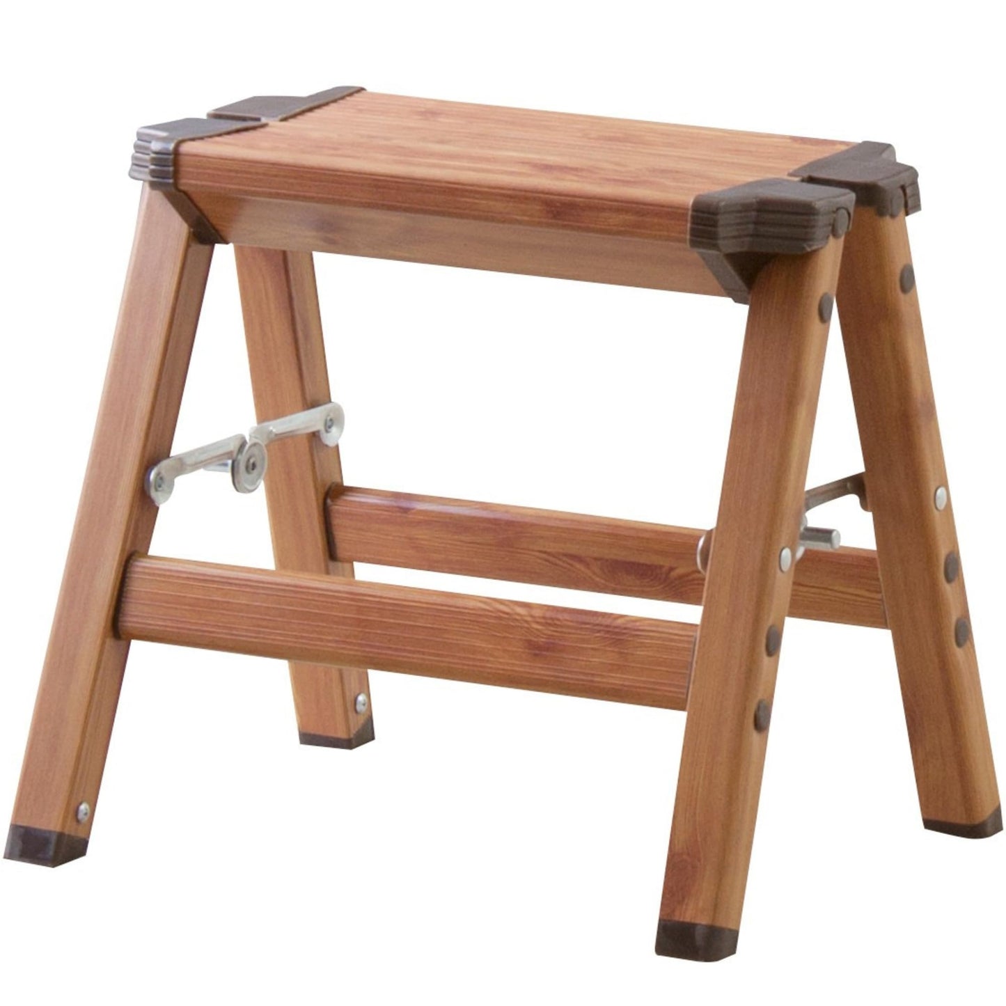 AZUMAYA PC-401 Folding Step 11.5" Inches Height Aluminum Frame Material, W13.0 x D11.0 x H11.5, Wooden Pattern Printed Surface Finish