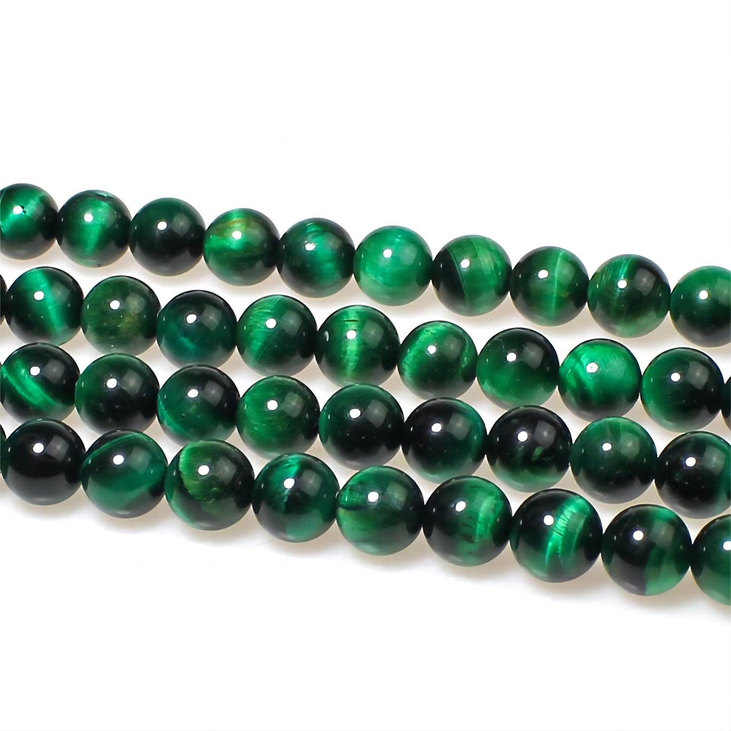 MJDCB Stone Beads 8mm 43pcs Round Green Tiger's Eye Loose Gemstone Bead Charms for Jewelry Making Bracelet Necklace Earring Pendant