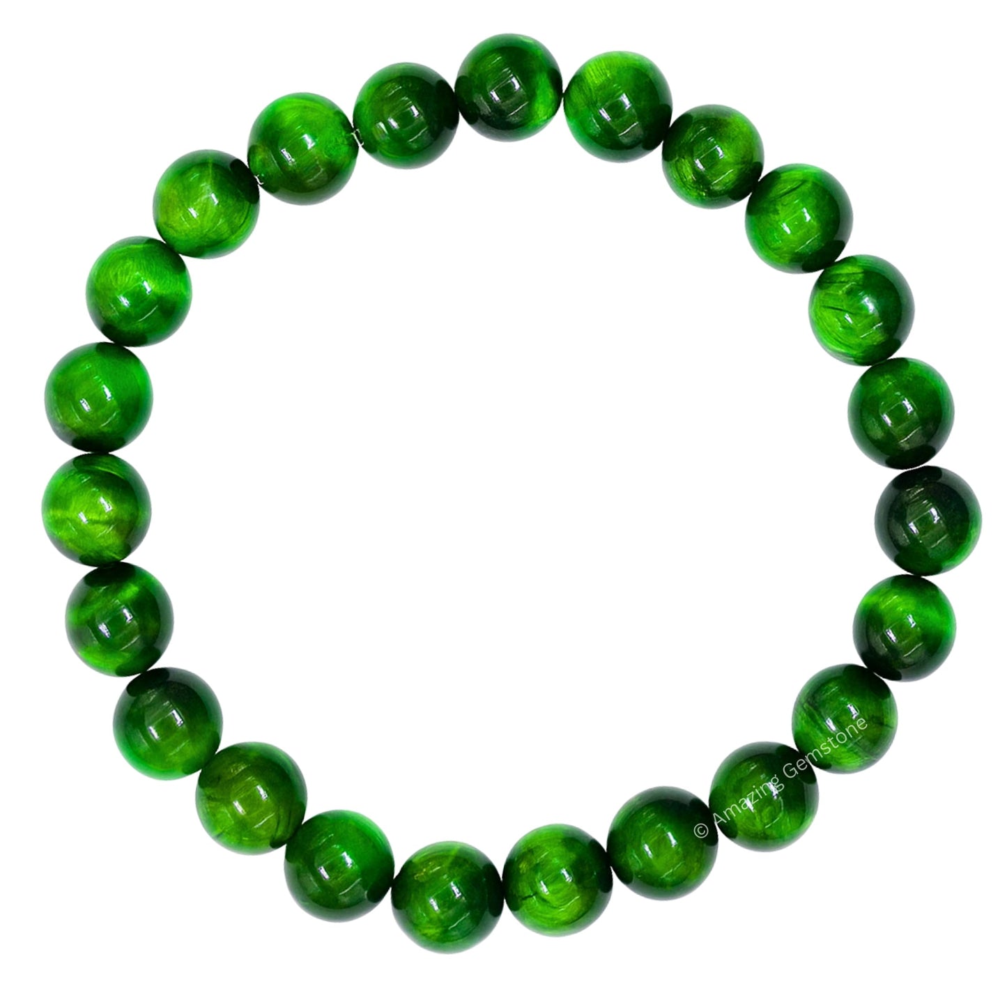 Amazing Gemstone Crystal Bracelet for Women Men's Gifts - Protection Healing Crystal Bracelet - 8mm Gemstone Beaded Stretchable Bracelet Pulseras Para Hombres Mujer Stocking Stuffers Mothers Day Gift (Green Tiger Eye)