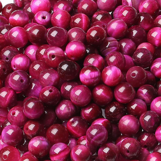 LAIDANLA Rose Pink Tiger Eye Stone 8mm Natural Stone Beads Round Loose Gemstone Beads for DIY Bracelet Necklace Earrings Jewelry Making Polishing Beading Crystal 96PCS 2 Strand 32"