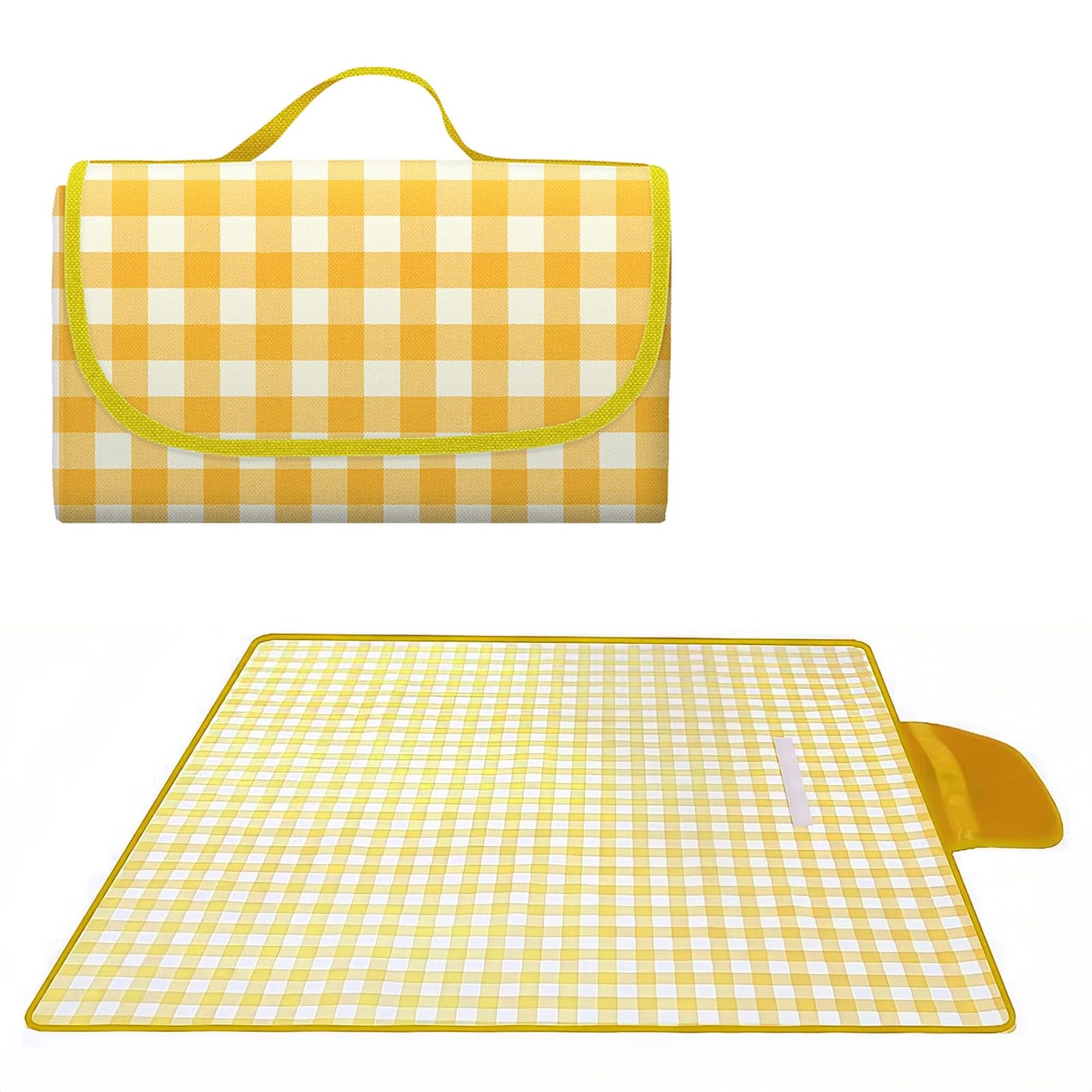 SHENIAFC 80" x 120" Sandproof Waterproof Picnic Blanket, Beach Mat for Outdoor Camping Hiking Park, Portable with Tote Bag, Non-Stick Sand & Grass, Foldable for Indoor Outdoor Use (Yellow)