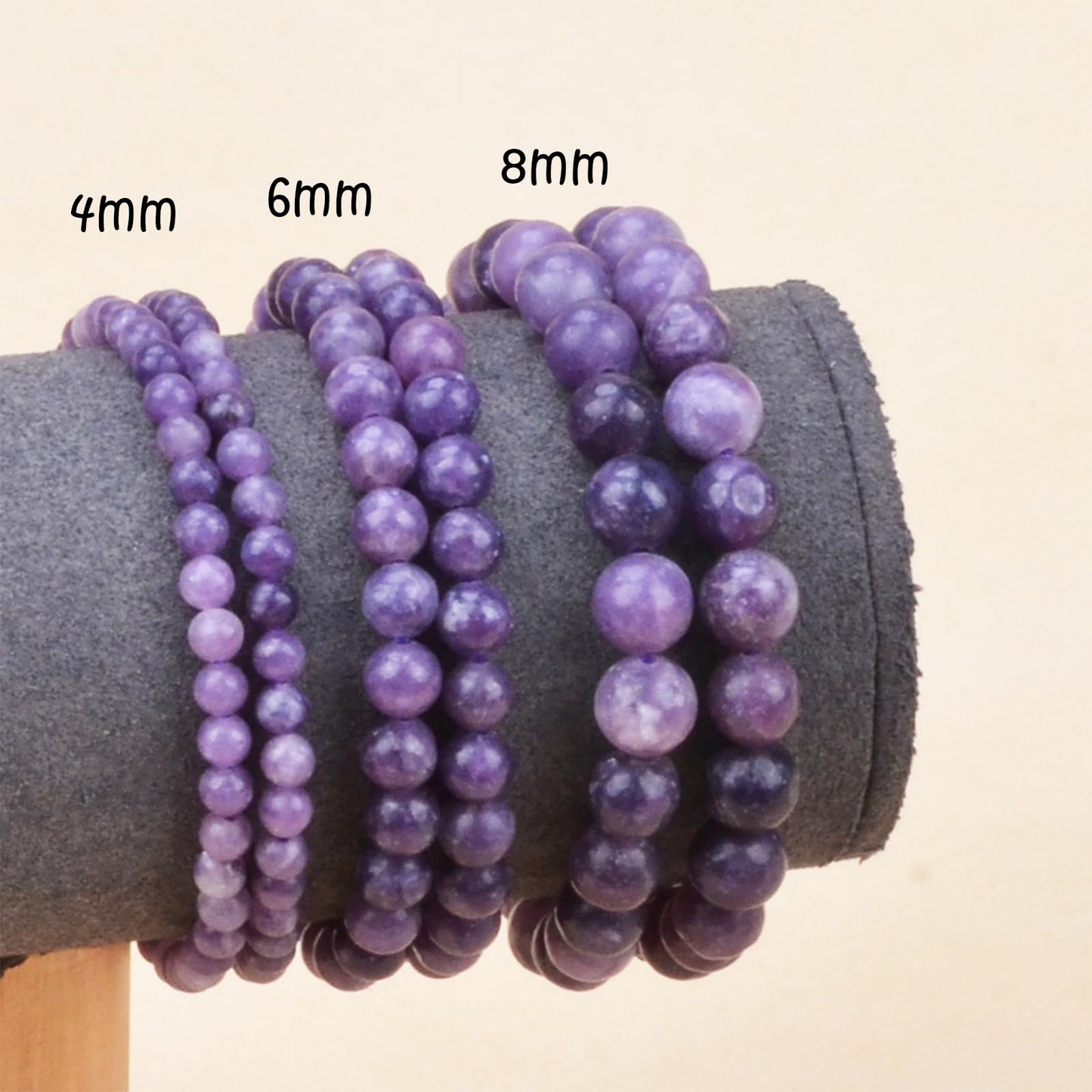 CHCCOYE 4mm Natural Healing Gemstone Bracelet Handmade Yoga Stretch Elastic Bracelet Stress Relief Crystal Jewelry for Men and Women (4mm, Purple Lepidolite)