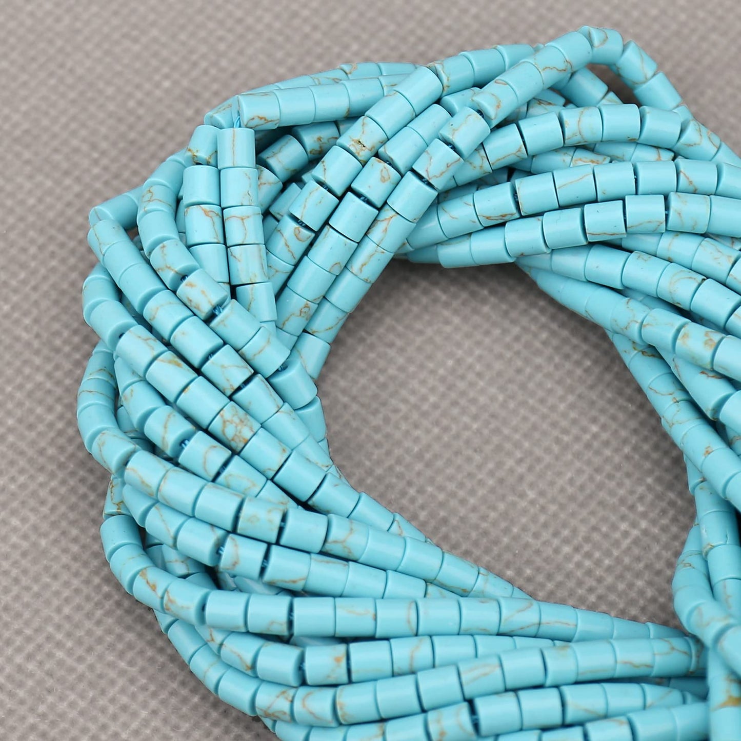 Natural Blue Turquoise Spacer Beads, Loose Semi Precious Flat Round Gemstone Heishi Disc Stone Beads for Beading Jewelry Making 4mm*4mm 38cm