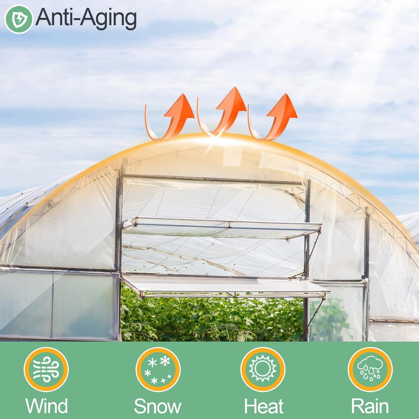 25 x 40 FT Clear Greenhouse Plastic Sheeting, 6 Mil Polyethylene Film Heavy Duty, Water Sun Frost Wind Dust Resistant Winter Hoop House Toughness Plastic Cover for Farming, Gardening, Agriculture, DIY