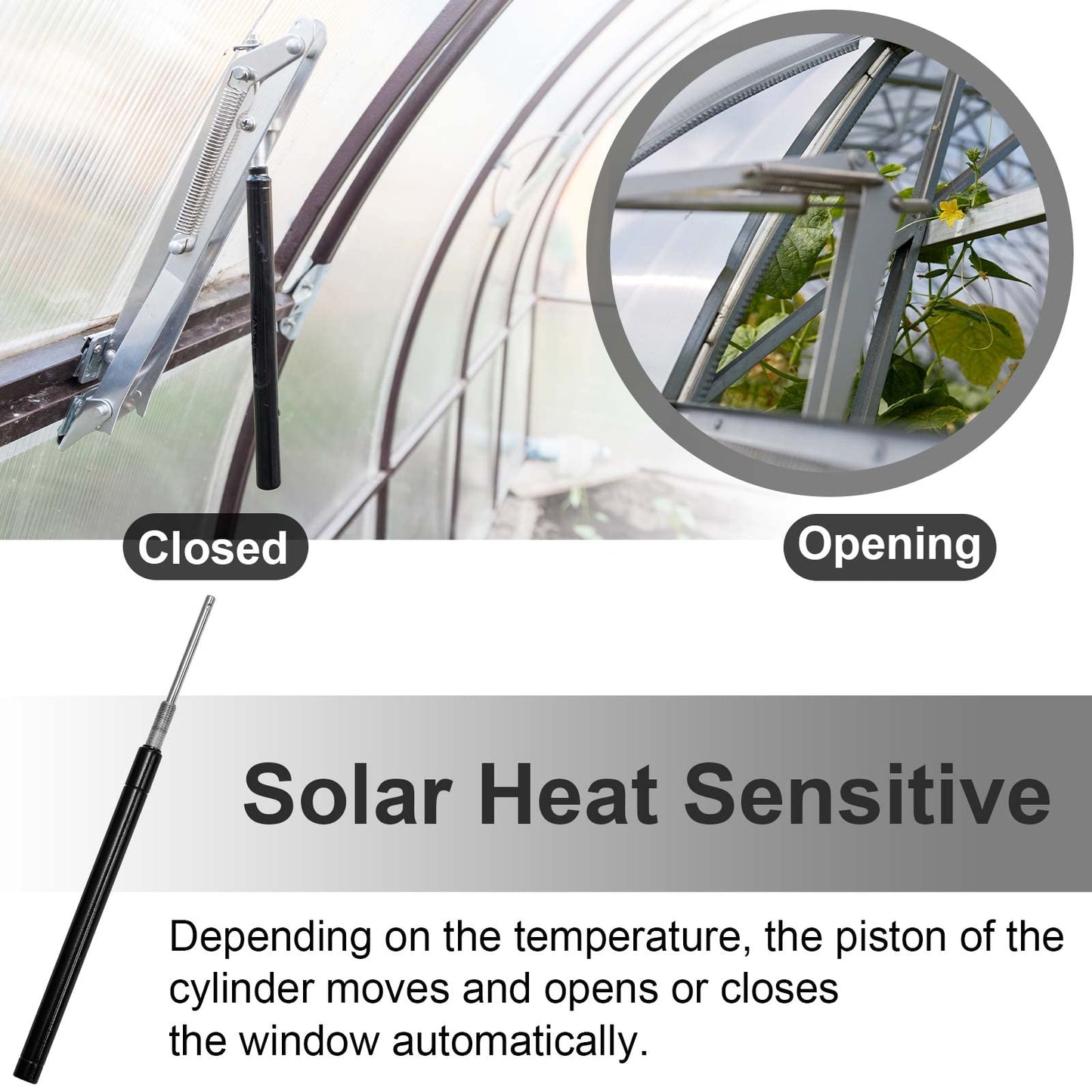 Amylove 4 Pcs Dual Spring Automatic Roof Vent Opener Greenhouse Accessories Solar Greenhouse Heater Sensitive Ventilation Kit Automatic Window Vent Opener Replacement for Gardening