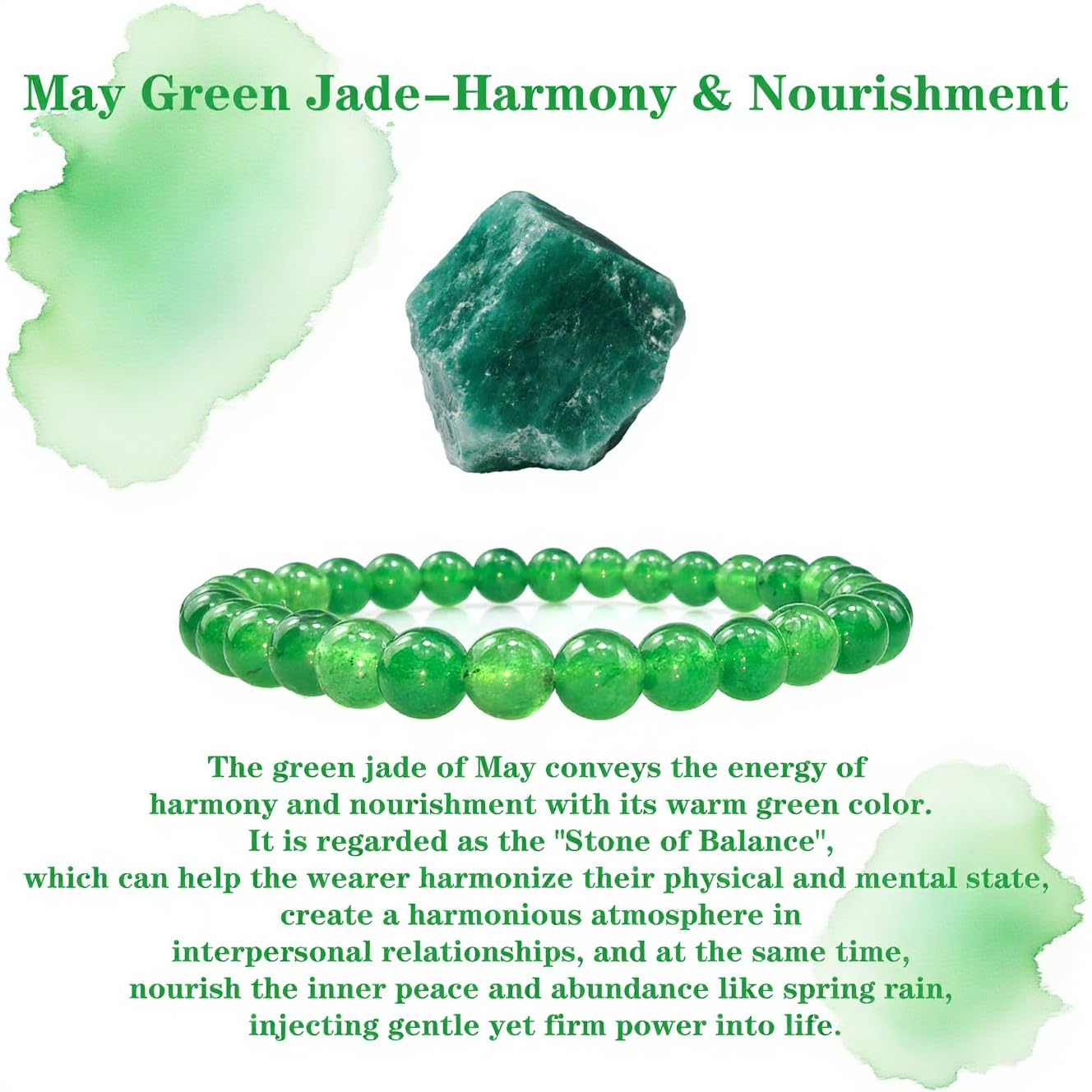 Crgwxzl May Birthstone Bracelets for Women Men,Healing Crystal Protection Stone Green Jade Beads Bracelet,String Wrap Zodiac Month Bracelets Birthday Jewelry Gifts