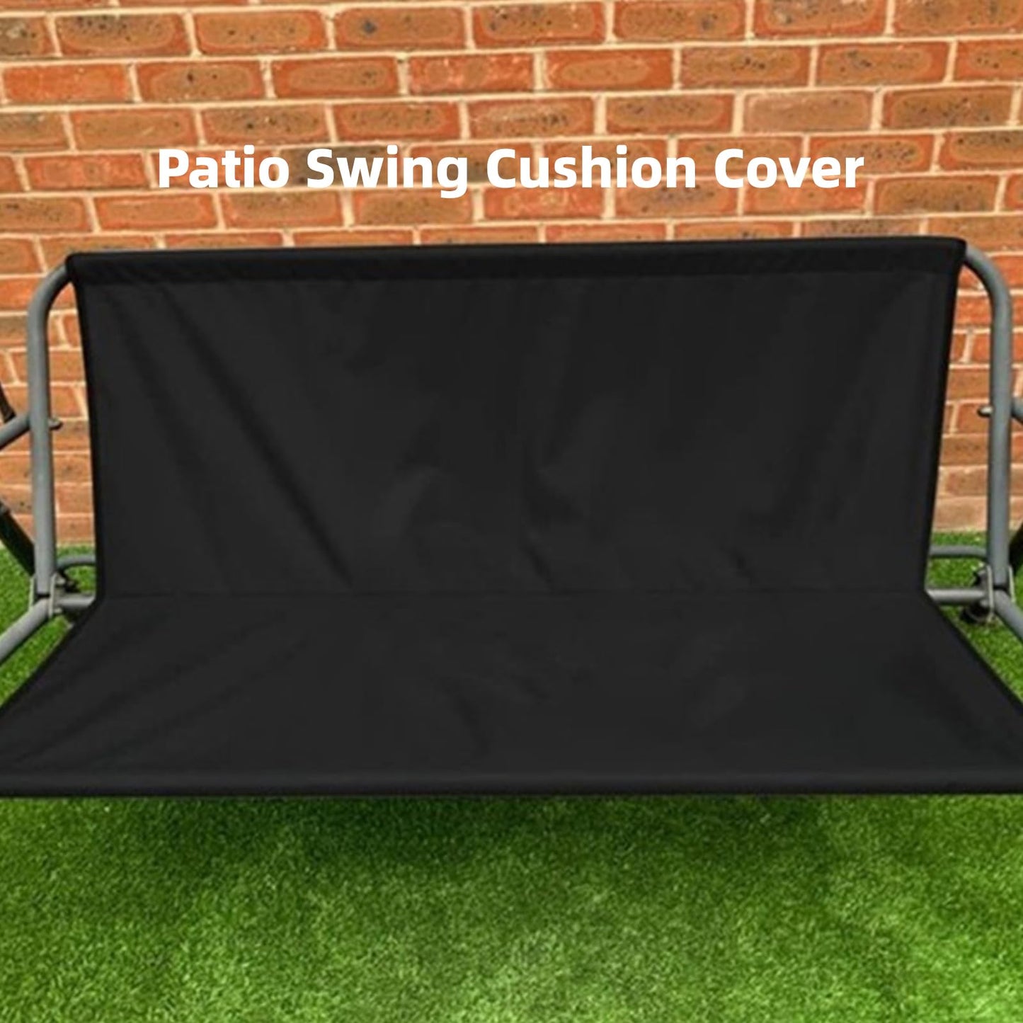 Bonlting Swing Seat Cover Replacement, 600D Thickened Oxford Waterproof Chair Bench Replacement Cover Outdoor Swing Cushion Cover for 3 Seater Patio Garden Swing Chair（58.3x19.7x19.7in, Black