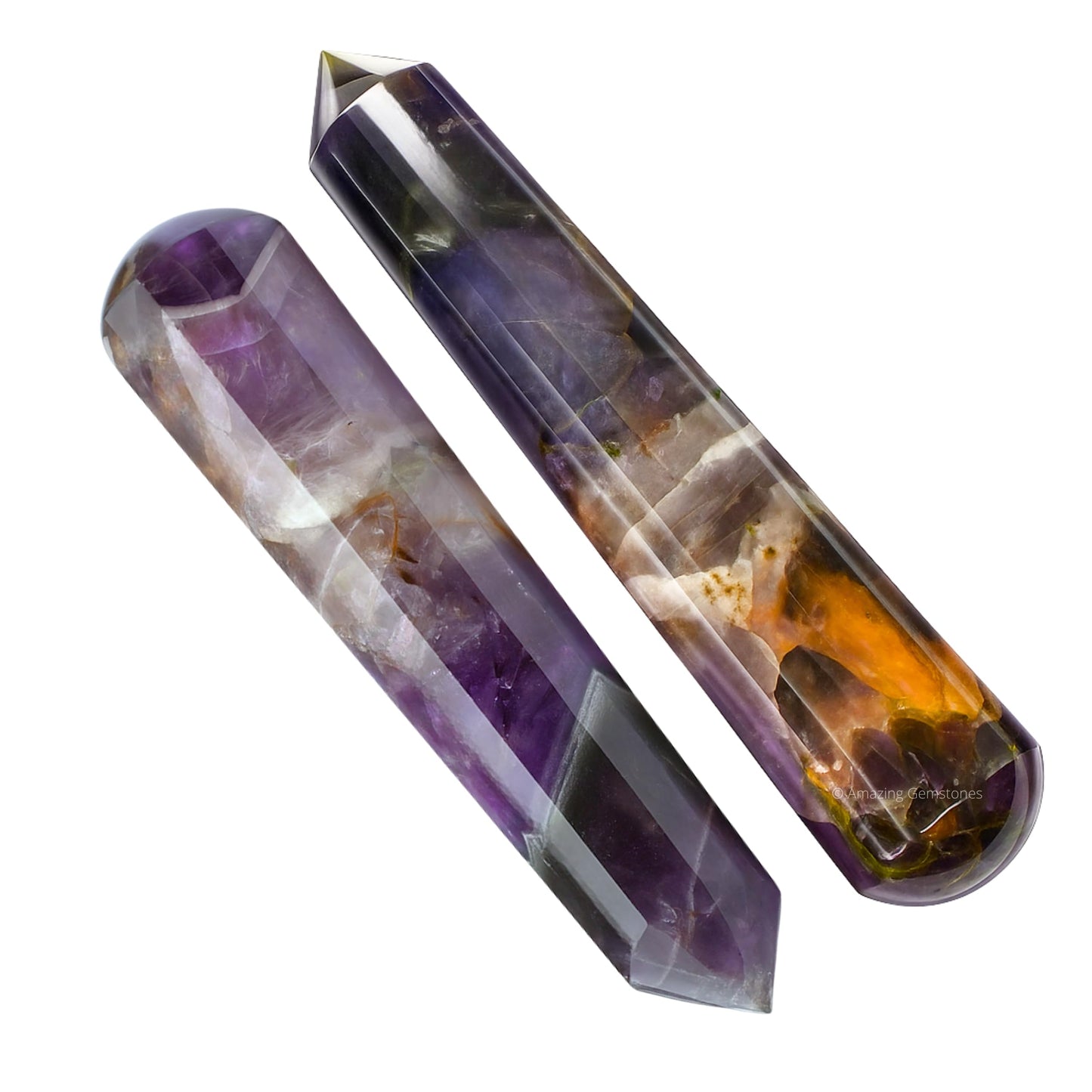 Amethyst Chevron Crystal Wand Massage Stick - Pelvic Wand Gua Sha for Adults - Crystals and Healing Stones Massage Wands for Adults Gifts (Pointed)