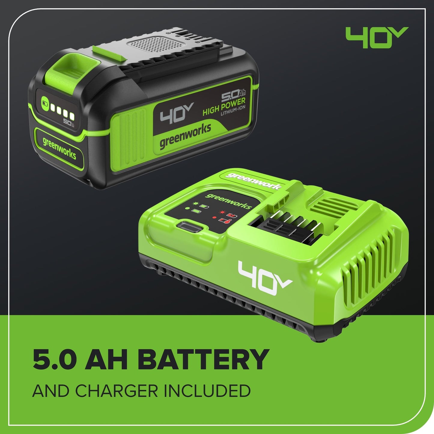 Greenworks 40V 18" Brushless Cordless Chainsaw, 5.0Ah Battery and Charger Included