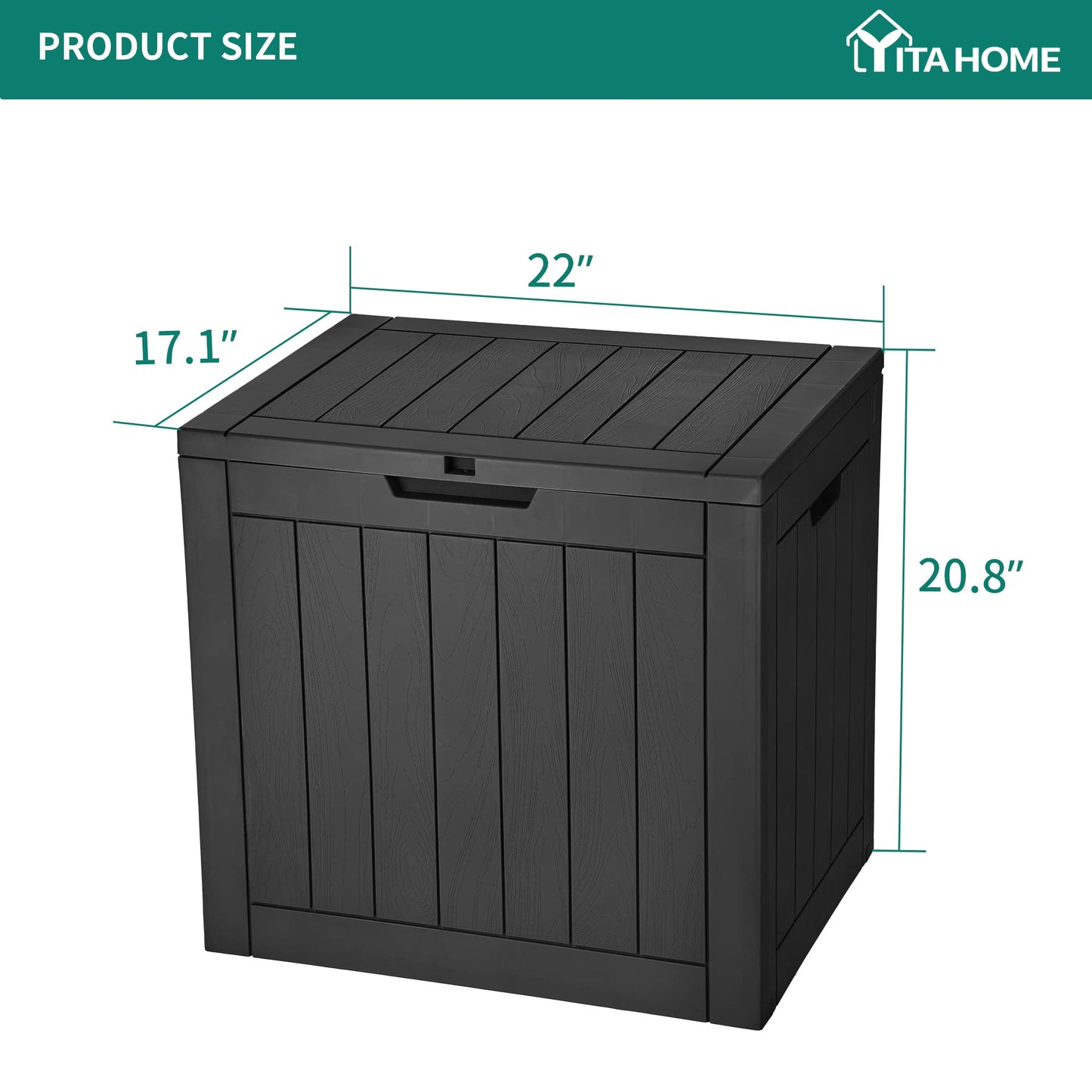 YITAHOME 30 Gallon Deck Box Outdoor Storage Box, Waterproof Resin Package Delivery and Storage Box with Lockable Lid for Patio Furniture Cushions, Pool Accessories, Garden Tools, Black