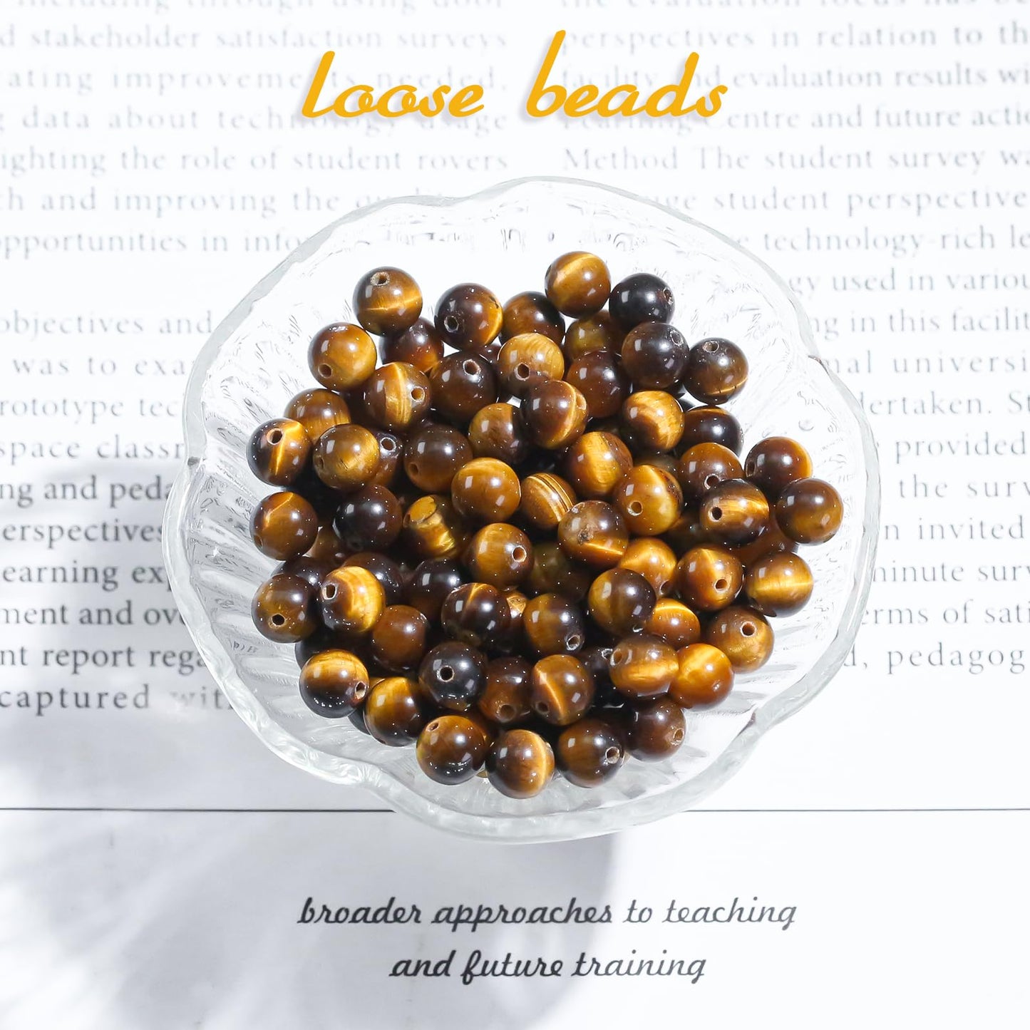 8mm Natural Gemstone Round Yellow Tiger Eye Loose Beads for Jewelry Making Bracelets Necklace Earrings Art Craft (45-48pcs/strand)