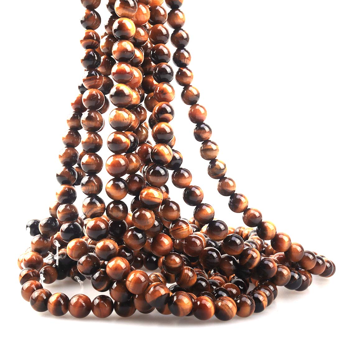 ICAI Beads 10mm Natural Tiger Eye Stone Round Loose Stone Beads for Jewelry Making DIY Crafts Design 1 Strand 15" APPR.34-36pcs